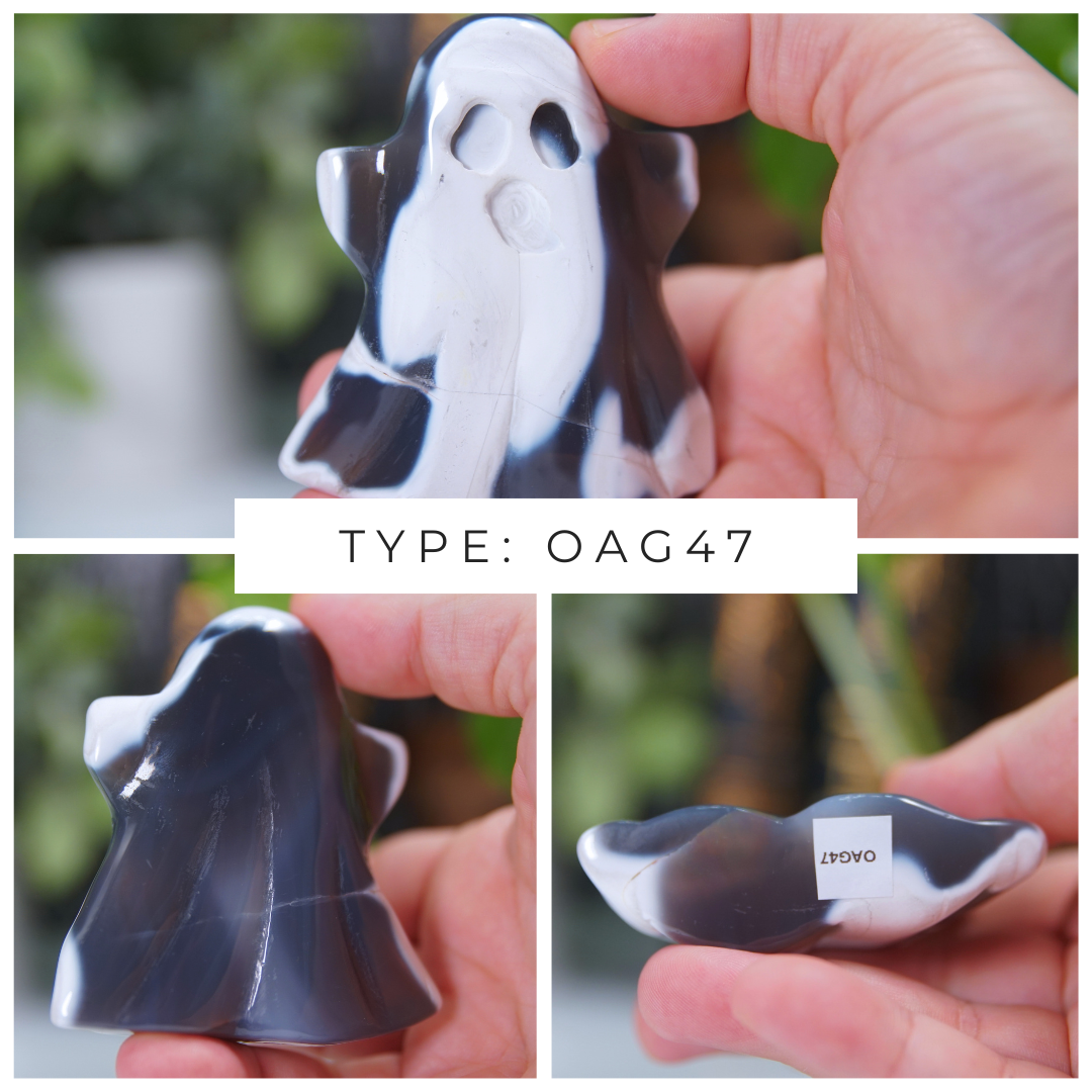 Orca Agate Blue Grey Ghost Carvings