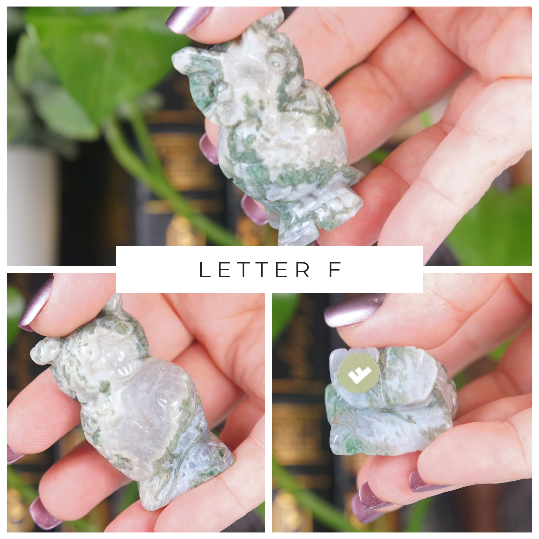 Moss Agate Small Owl Carving | Pick Your Favorite
