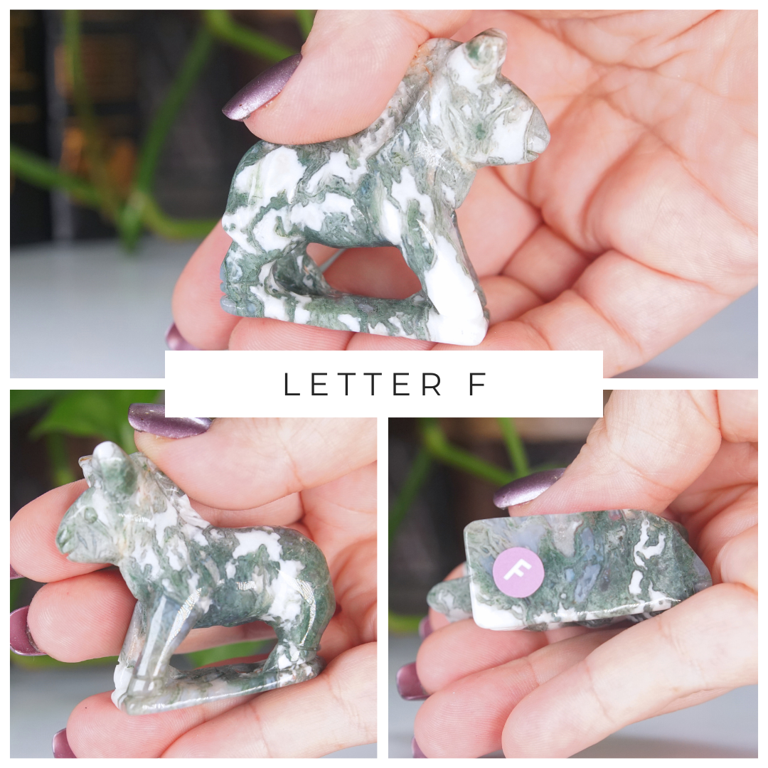Moss Agate Small Donkey Carving | Pick Your Favorite