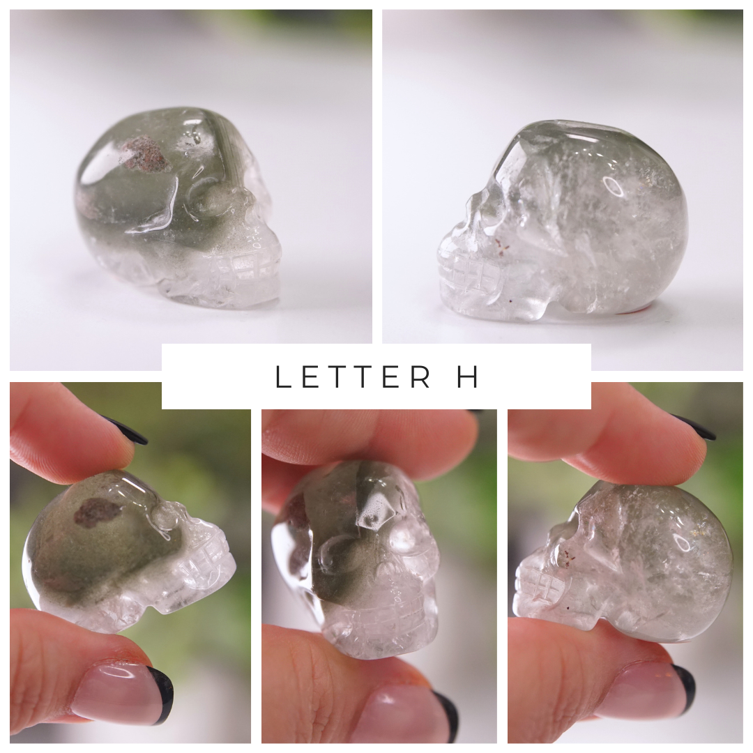 Garden Quartz Skulls Lodolite With Inclusions Crystal Carving (Mini)