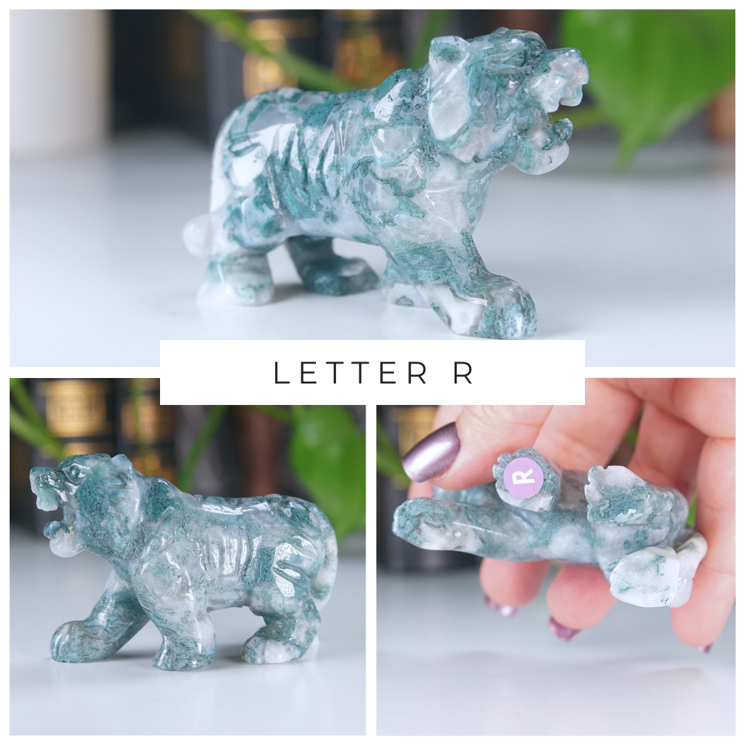 Moss Agate Small Tiger Carving | Pick Your Favorite