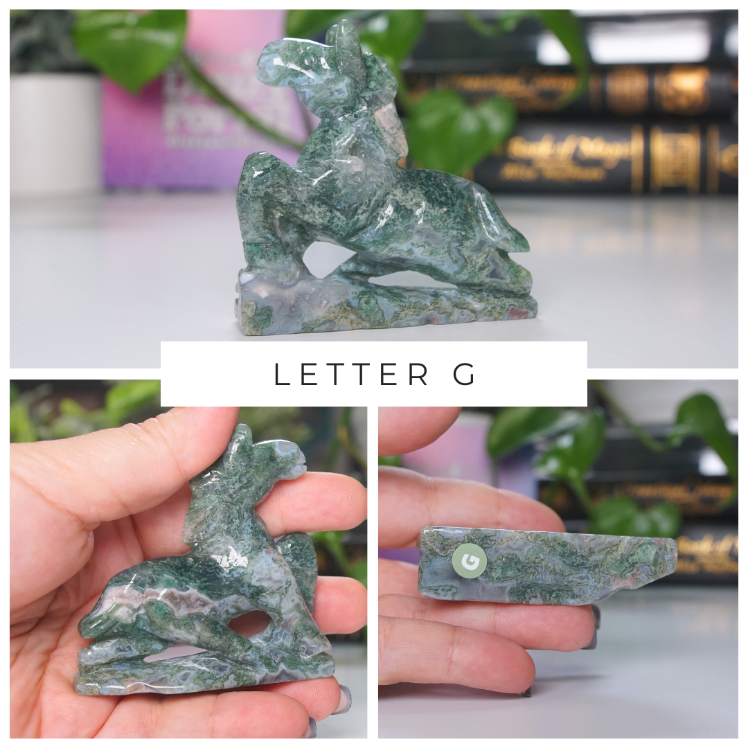 Moss Agate Small Horse Carving | Pick Your Favorite