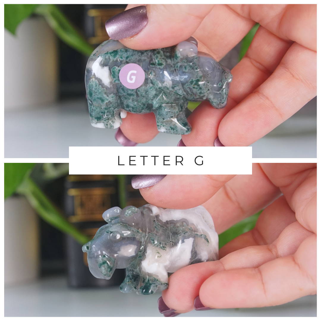 Moss Agate Small Hippo Carving | Pick Your Favorite