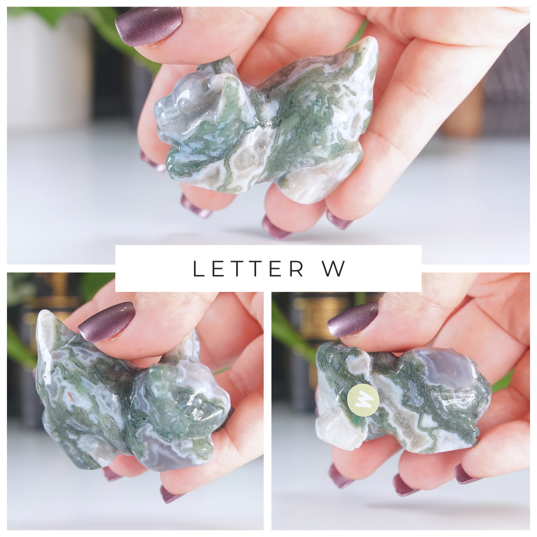 Moss Agate Small Cat Carving | Pick Your Favorite