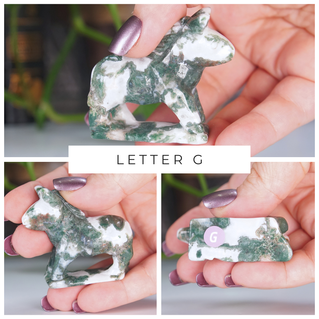 Moss Agate Small Donkey Carving | Pick Your Favorite
