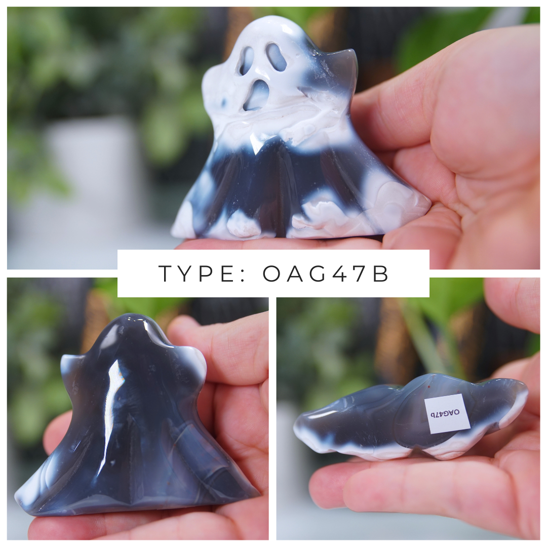 Orca Agate Blue Grey Ghost Carvings
