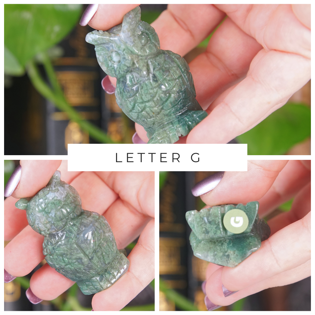 Moss Agate Small Owl Carving | Pick Your Favorite