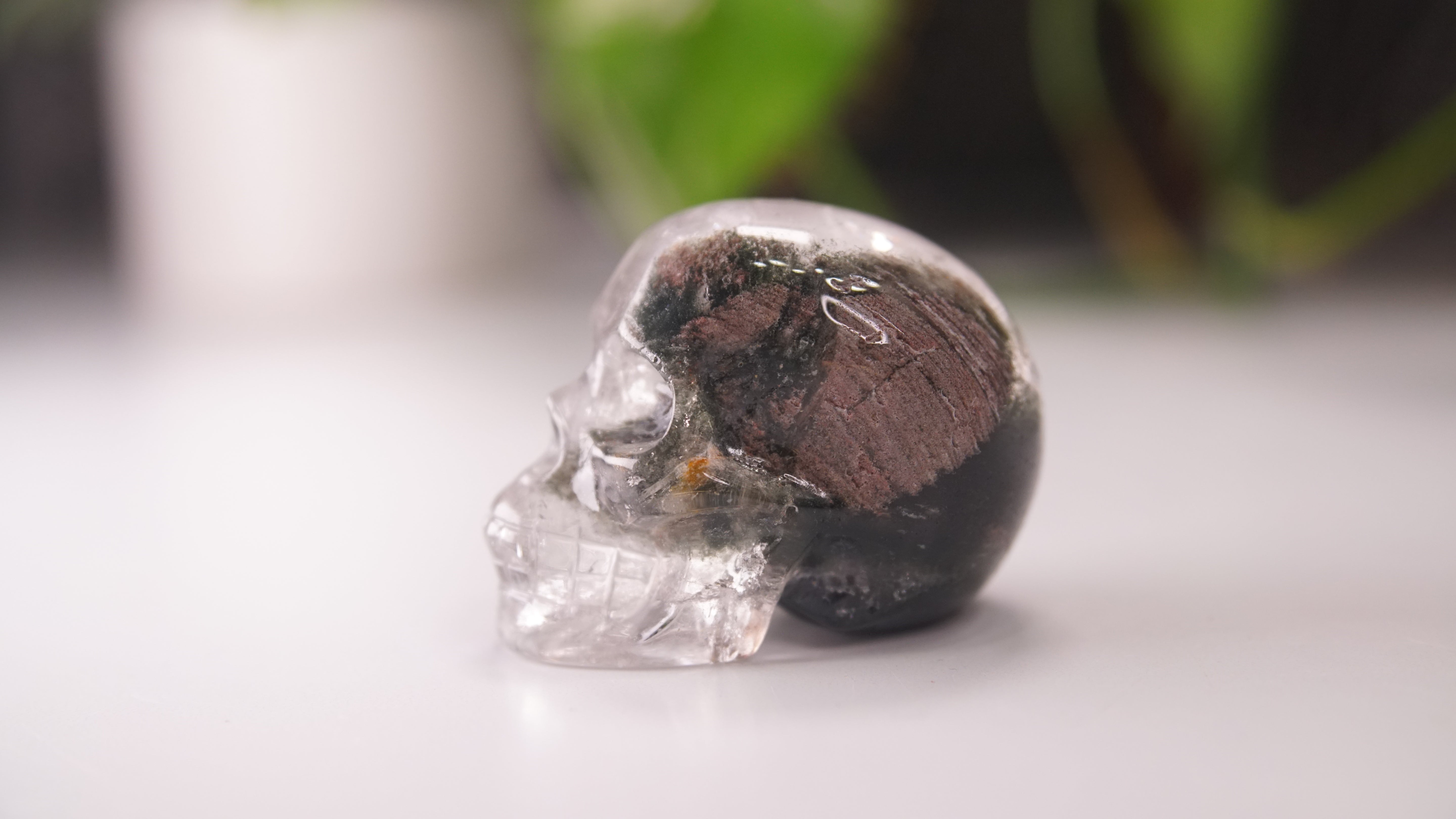 Garden Quartz Skulls Lodolite With Inclusions Crystal Carving (Large)