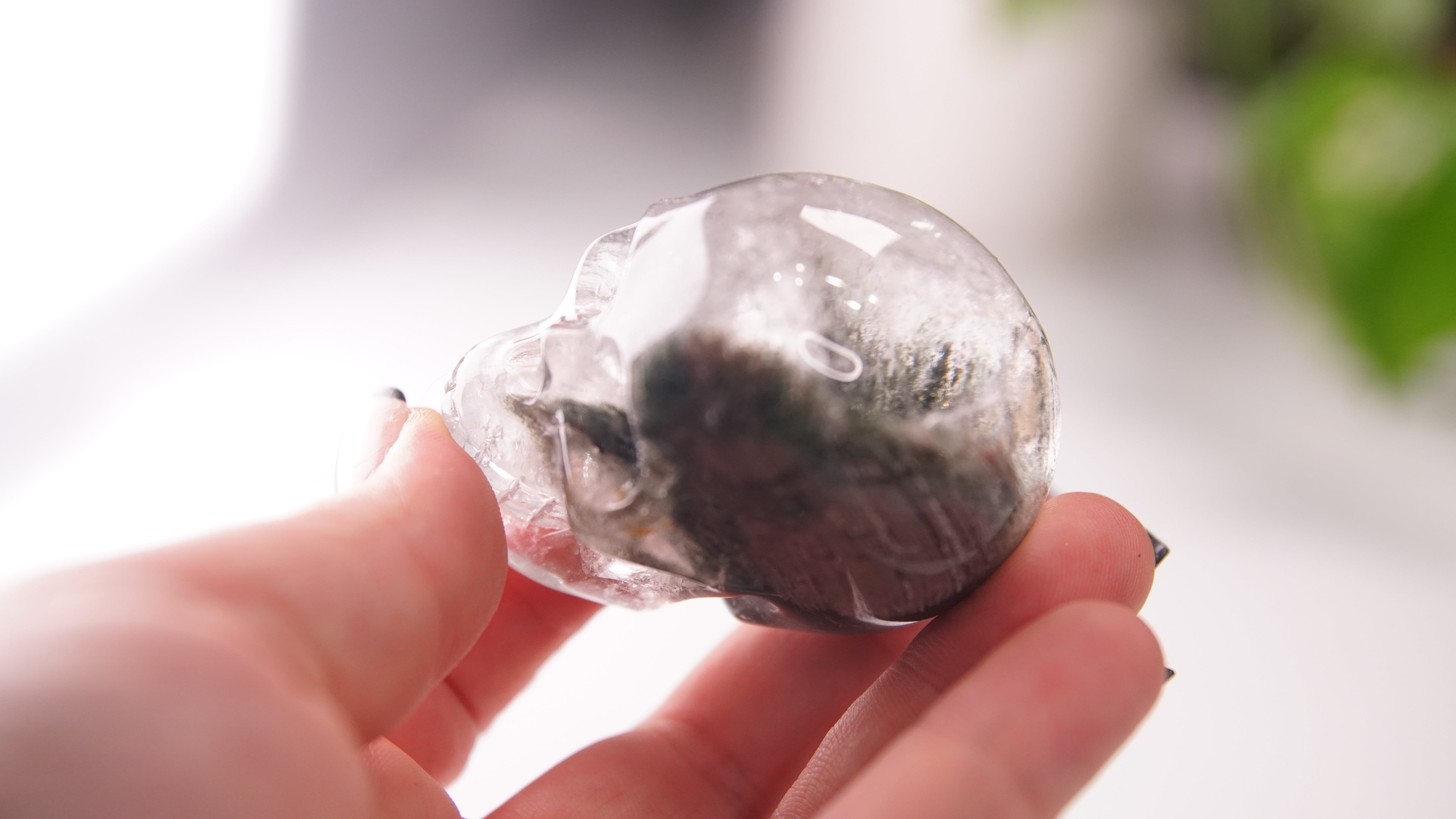 Garden Quartz Skulls Lodolite With Inclusions Crystal Carving (Large)