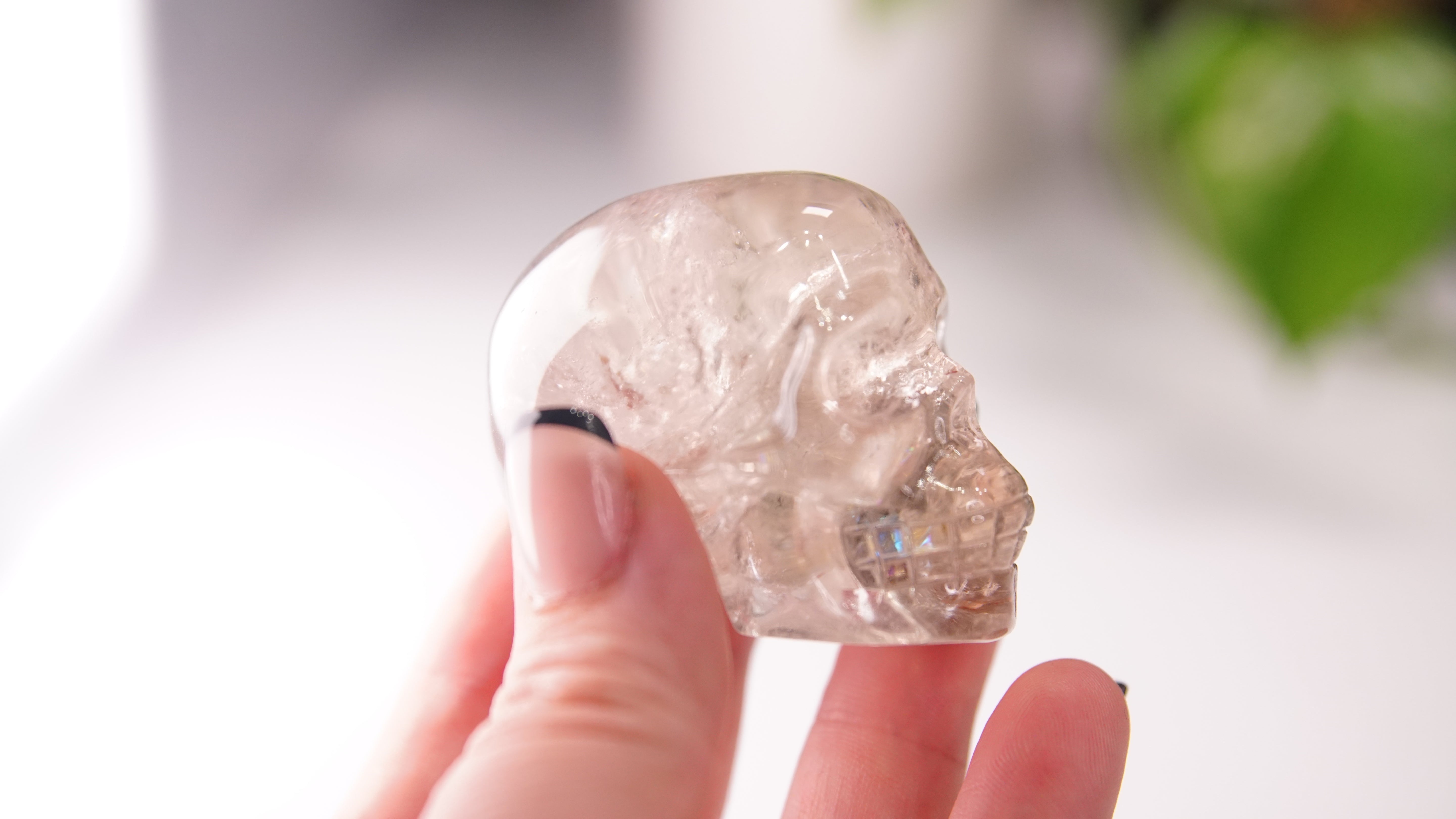 Garden Quartz Skulls Lodolite With Inclusions Crystal Carving (Large)