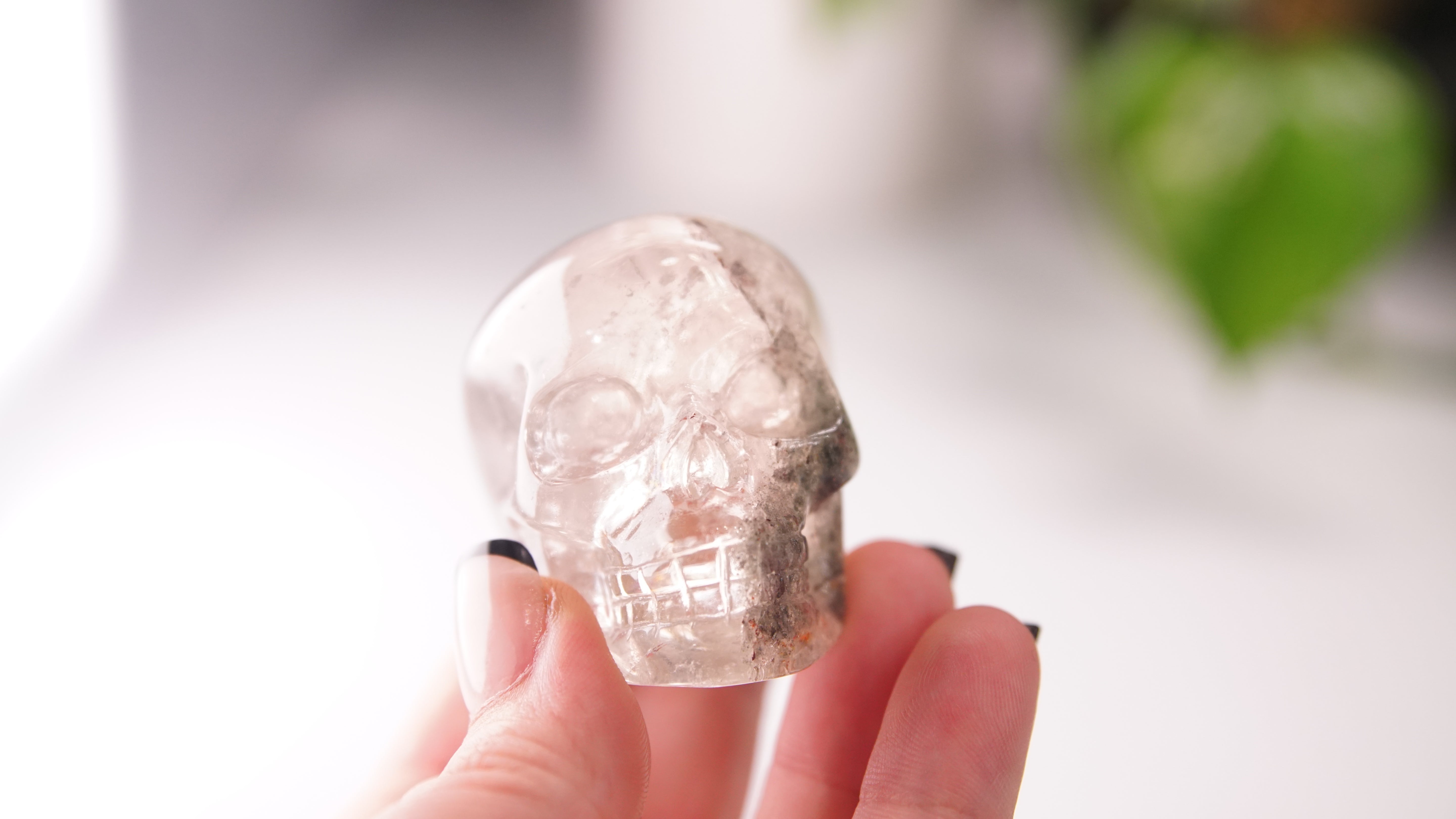 Garden Quartz Skulls Lodolite With Inclusions Crystal Carving (Large)