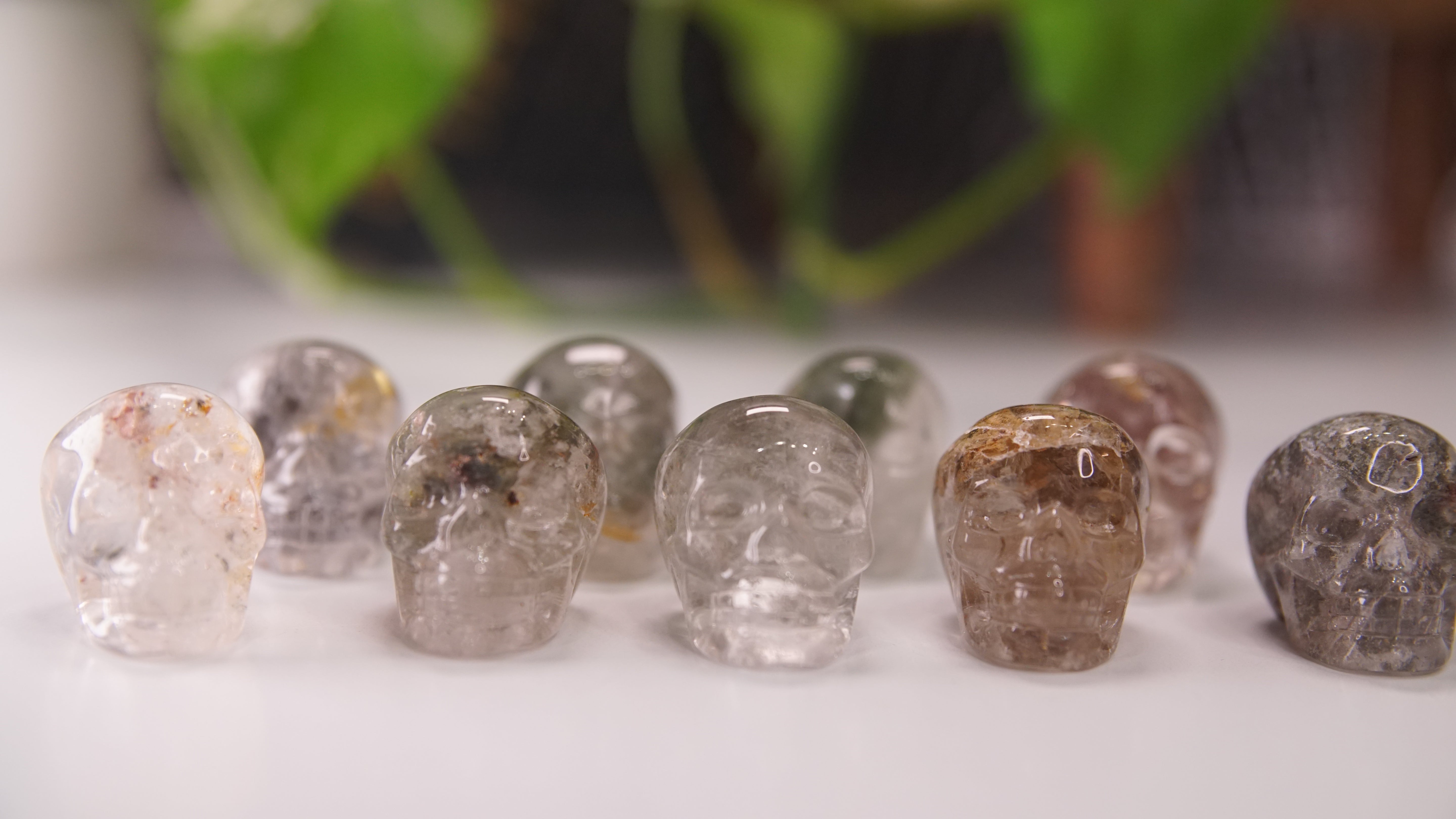 Garden Quartz Skulls Lodolite With Inclusions Crystal Carving (Mini)