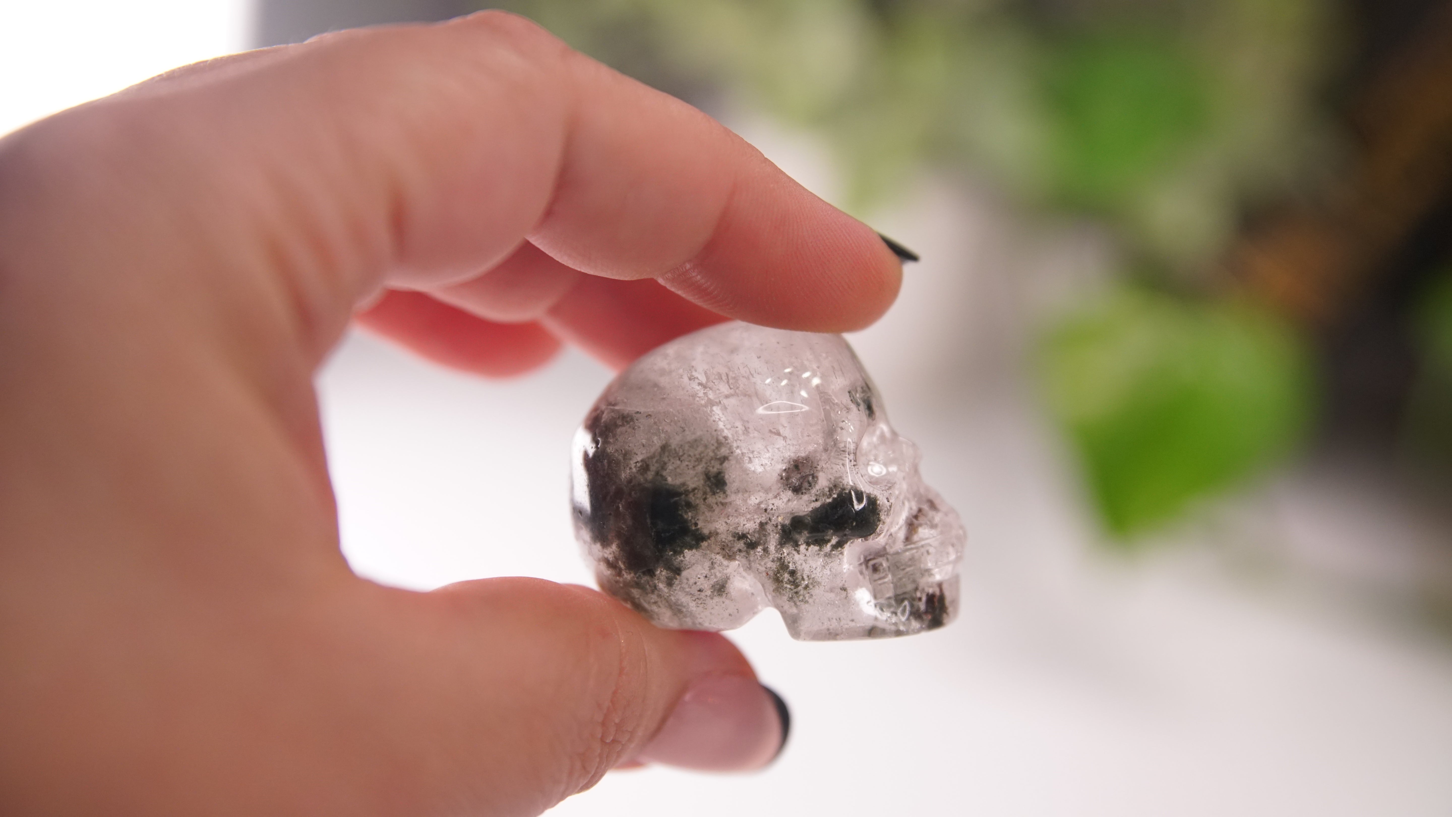 Garden Quartz Skulls Lodolite With Inclusions Crystal Carving (Small)