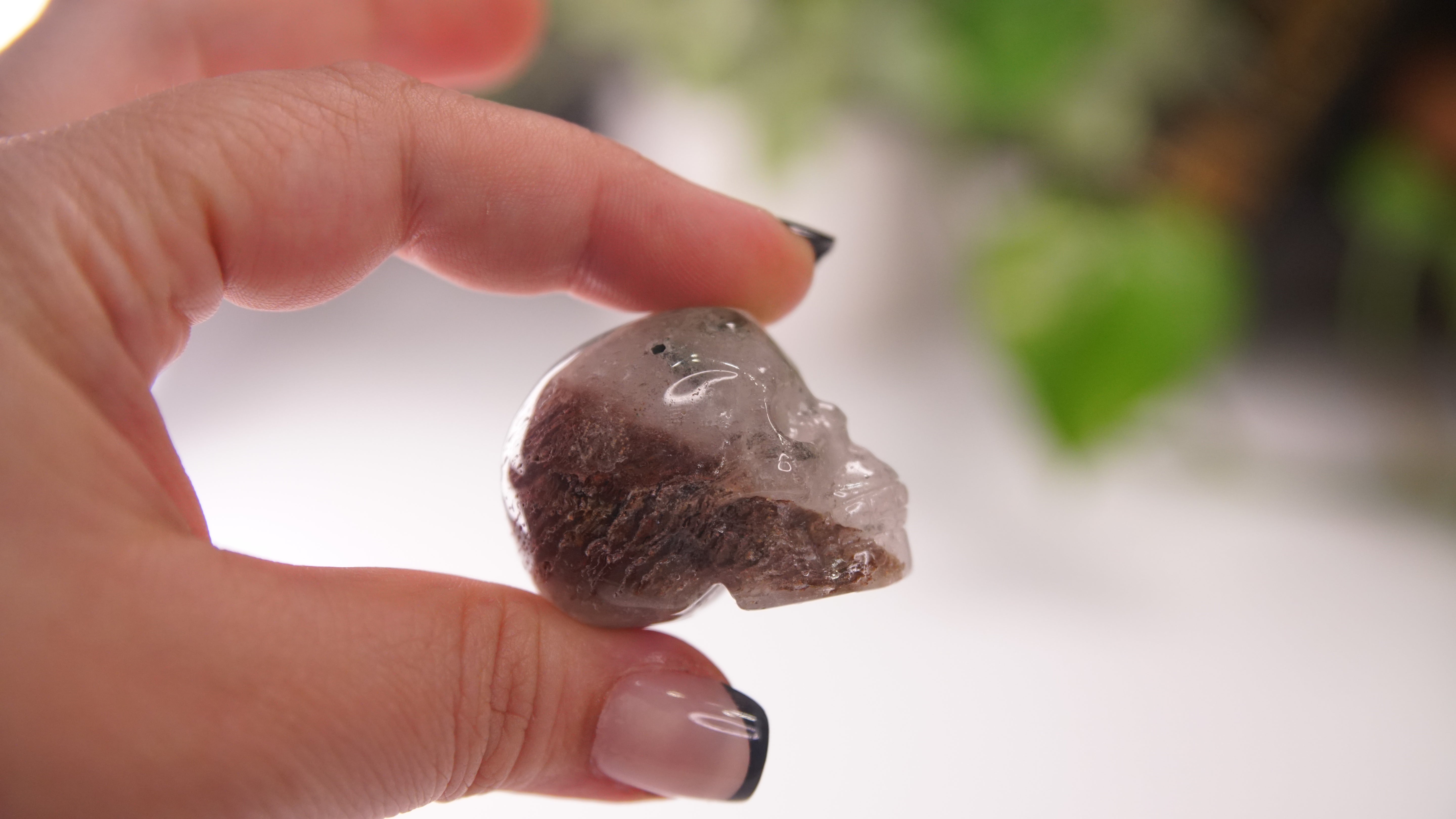 Garden Quartz Skulls Lodolite With Inclusions Crystal Carving (Small)