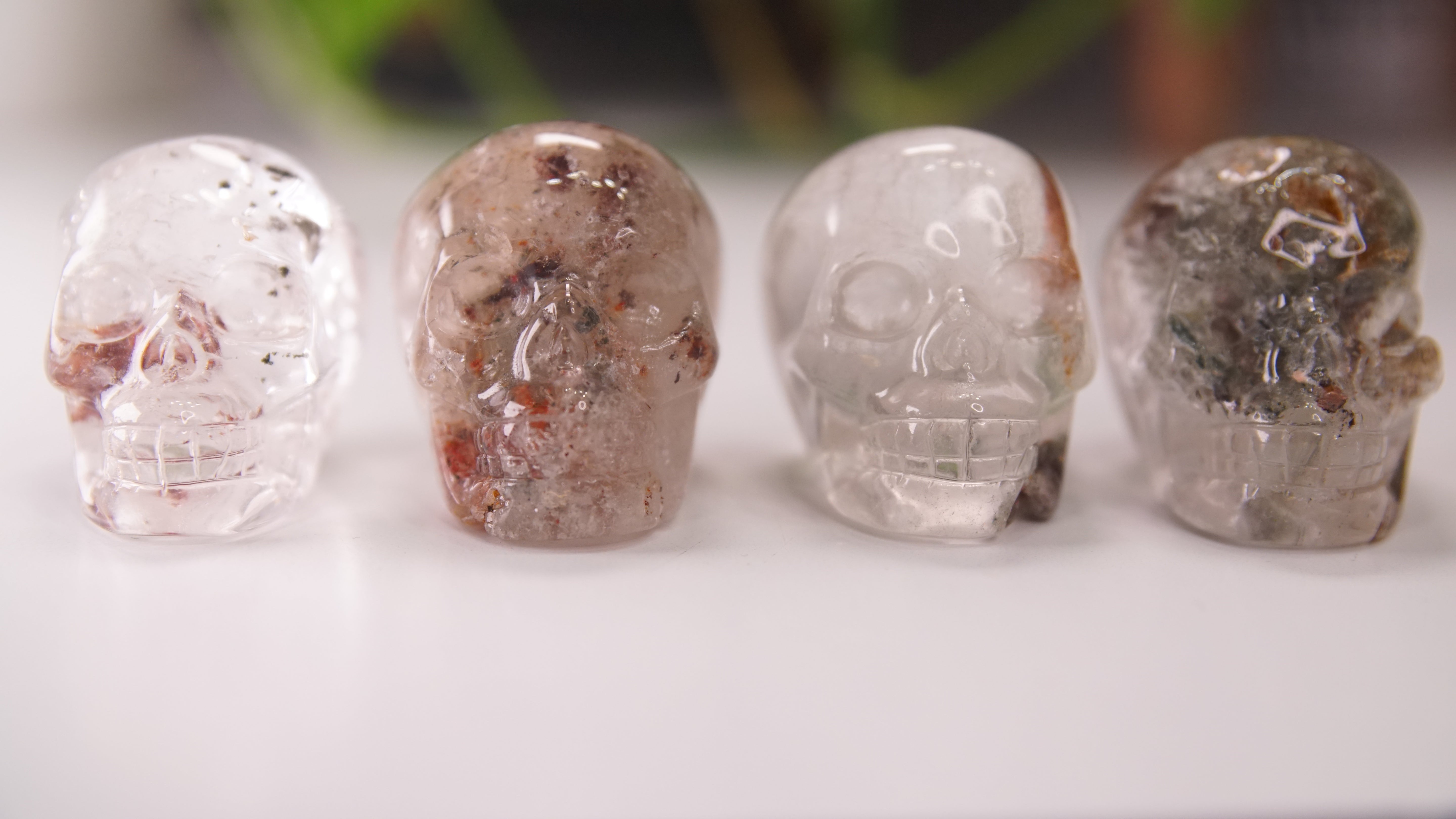 Garden Quartz Skulls Lodolite With Inclusions Crystal Carving (Medium)