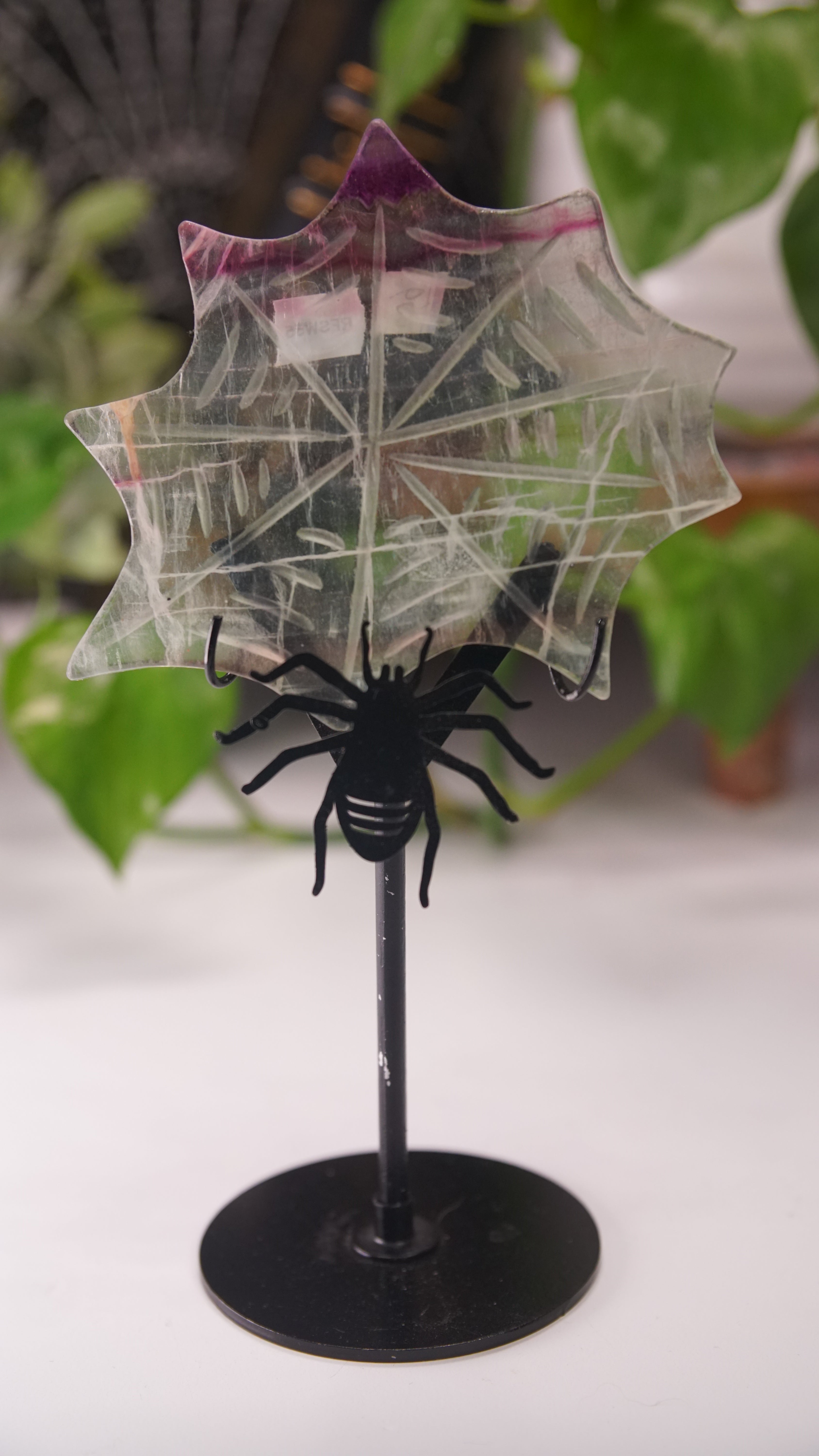 Fluorite Spider Web With FREE Spider Stand | Crystal Carving Sculpture