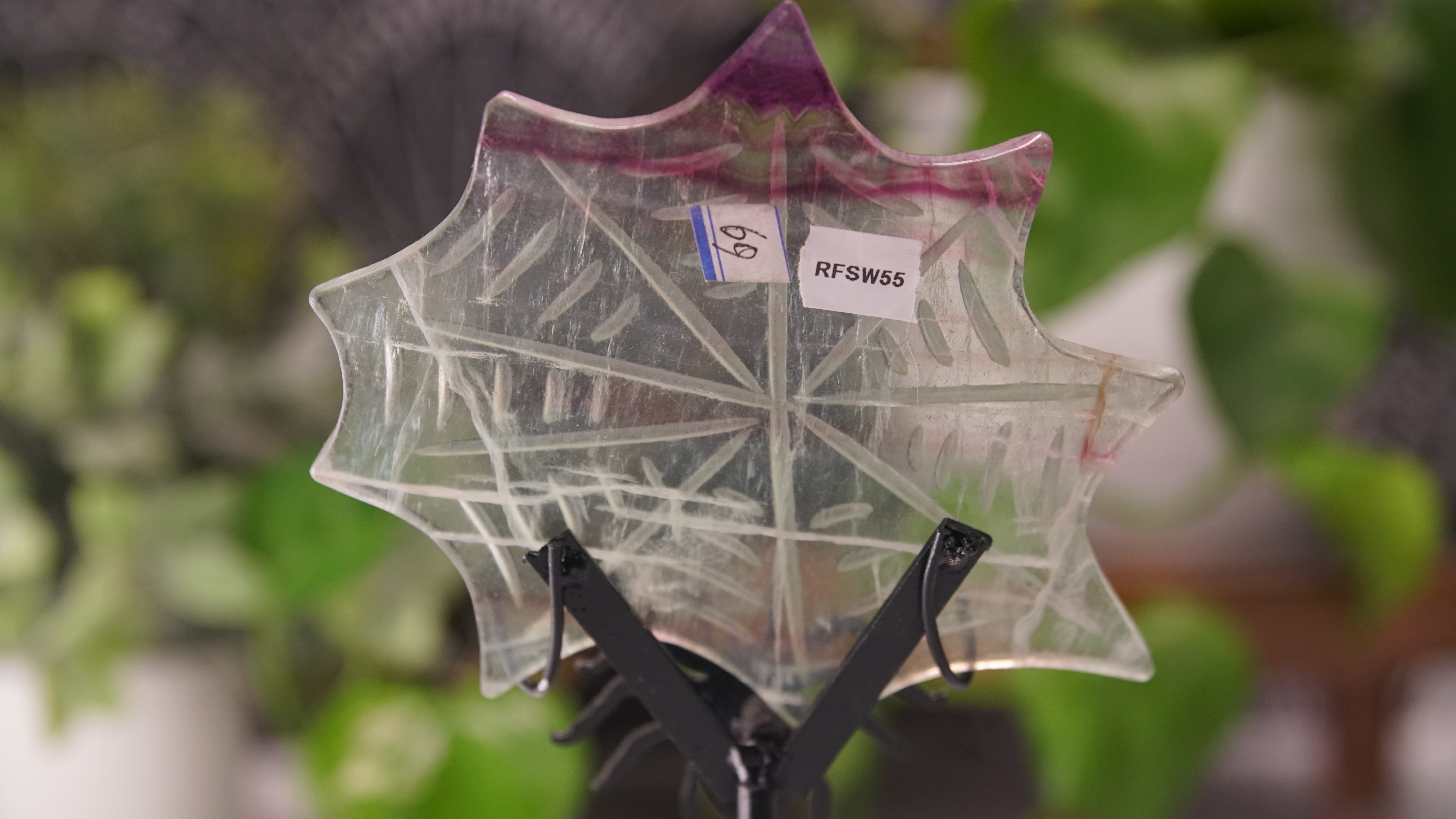 Fluorite Spider Web With FREE Spider Stand | Crystal Carving Sculpture