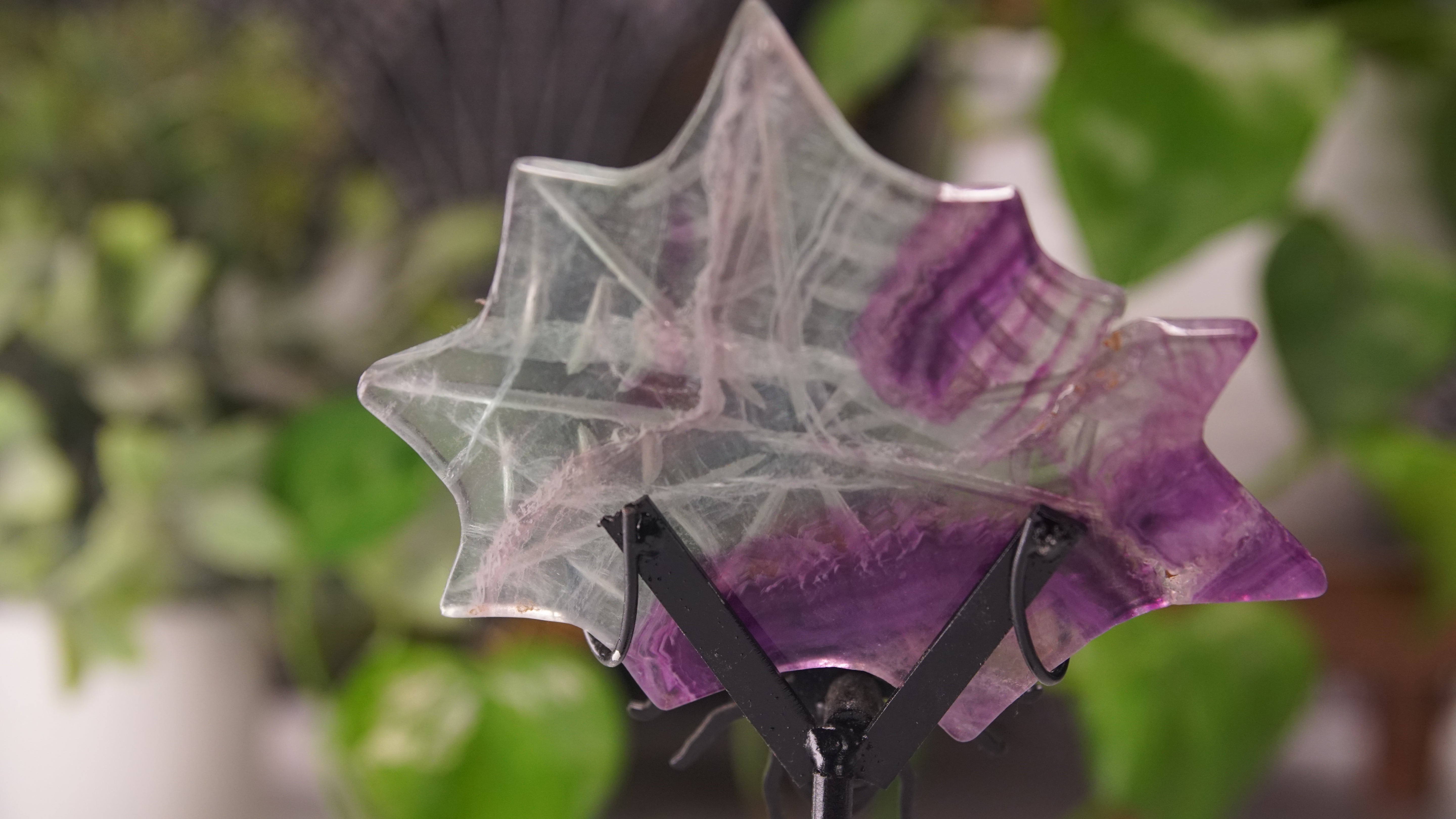 Fluorite Spider Web With FREE Spider Stand | Crystal Carving Sculpture