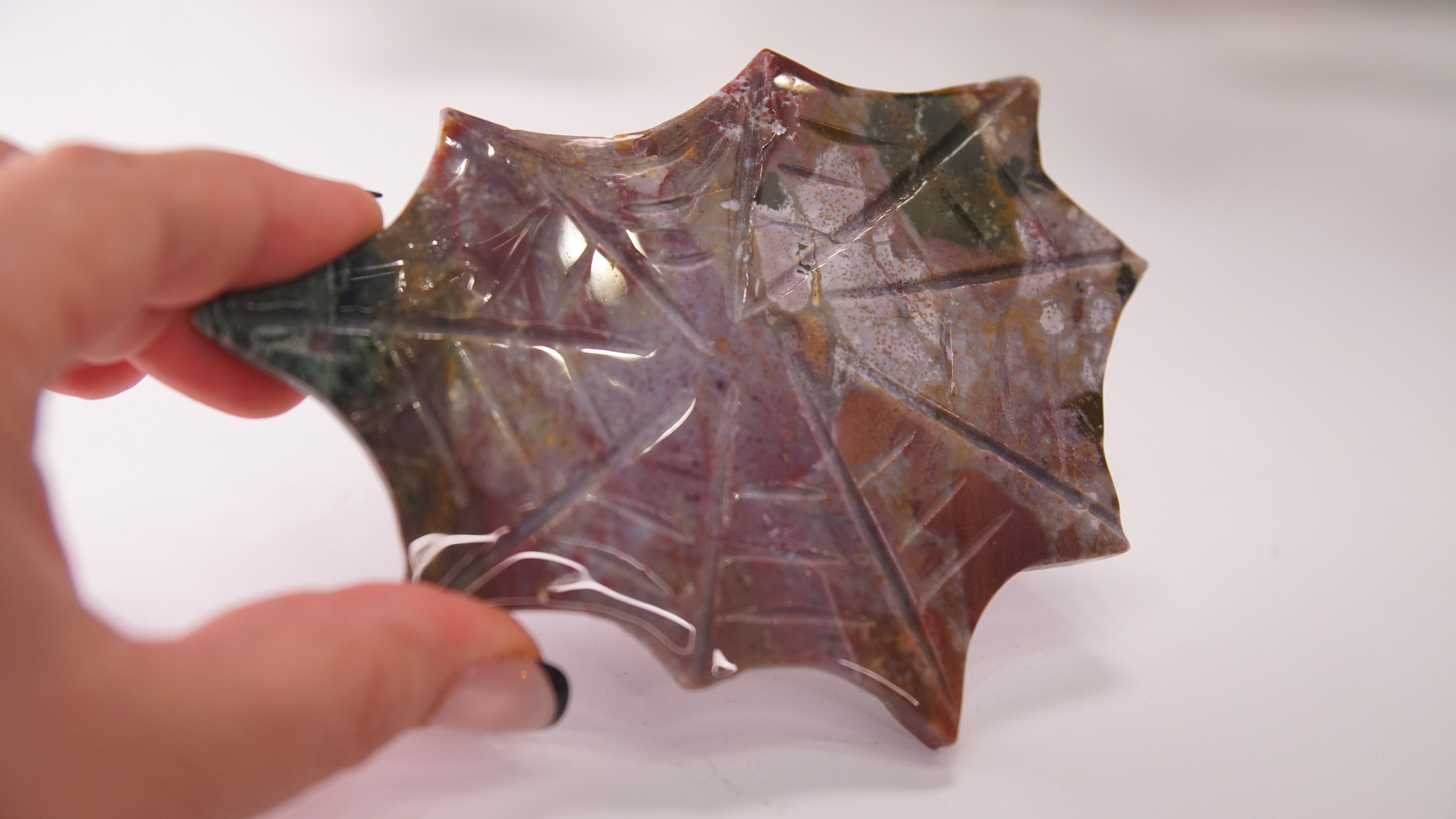 Sea Jasper Spider Web With FREE Spider Stand | Crystal Carving Sculpture