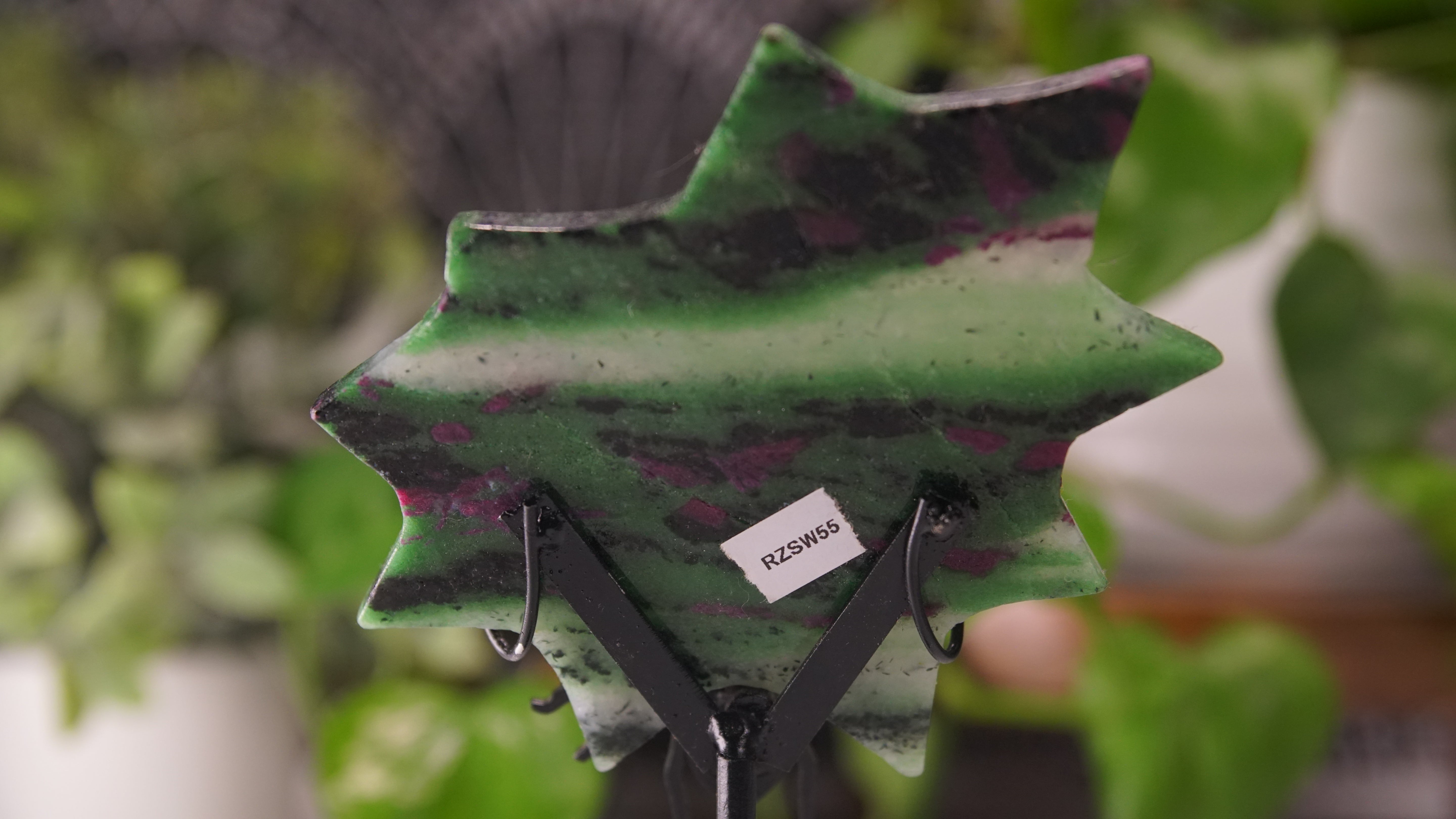 Ruby Zoisite Spider Web With FREE Spider Stand | Crystal Carving Sculpture