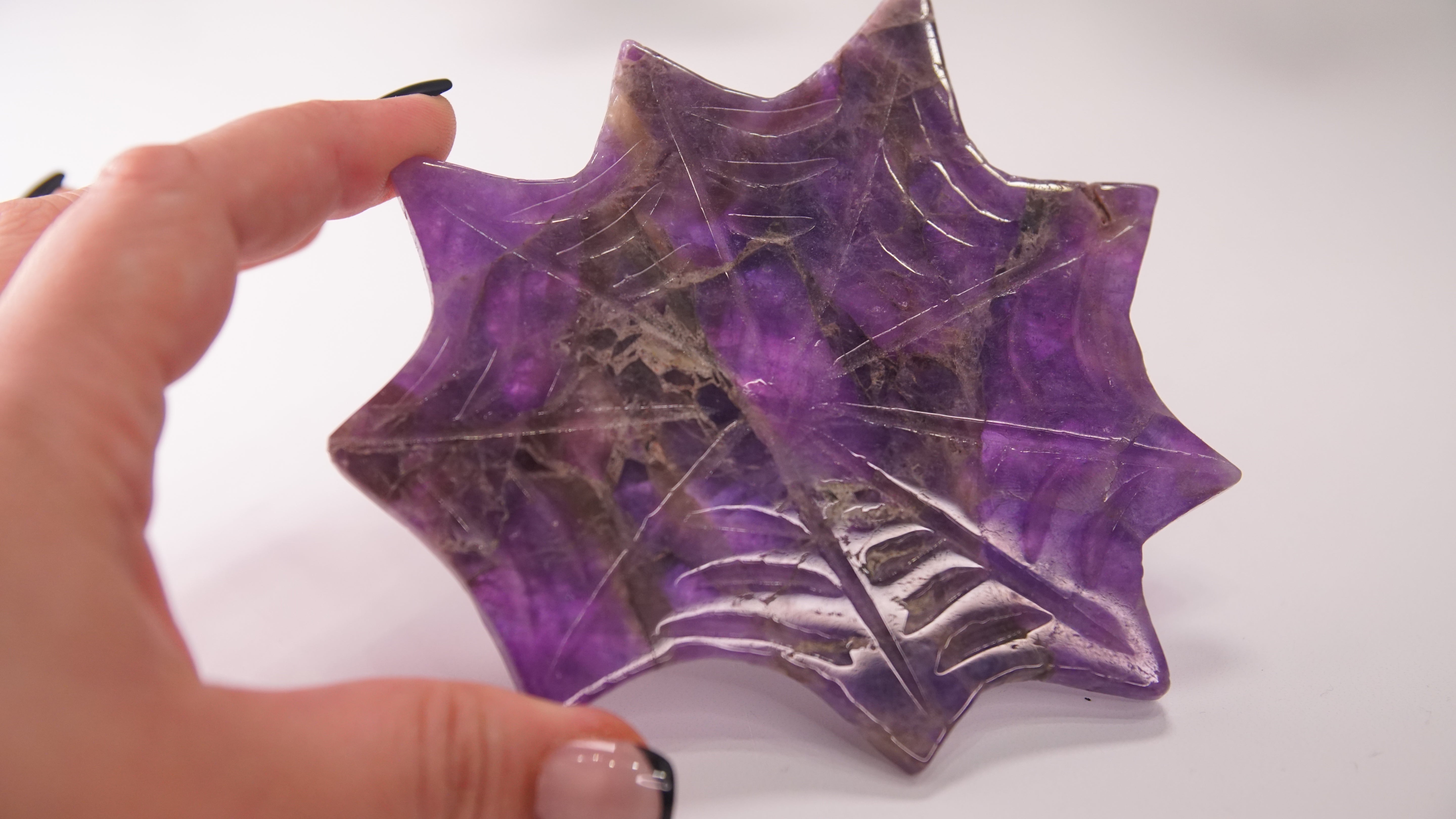 Amethyst Spider Web With FREE Spider Stand | Crystal Carving Sculpture