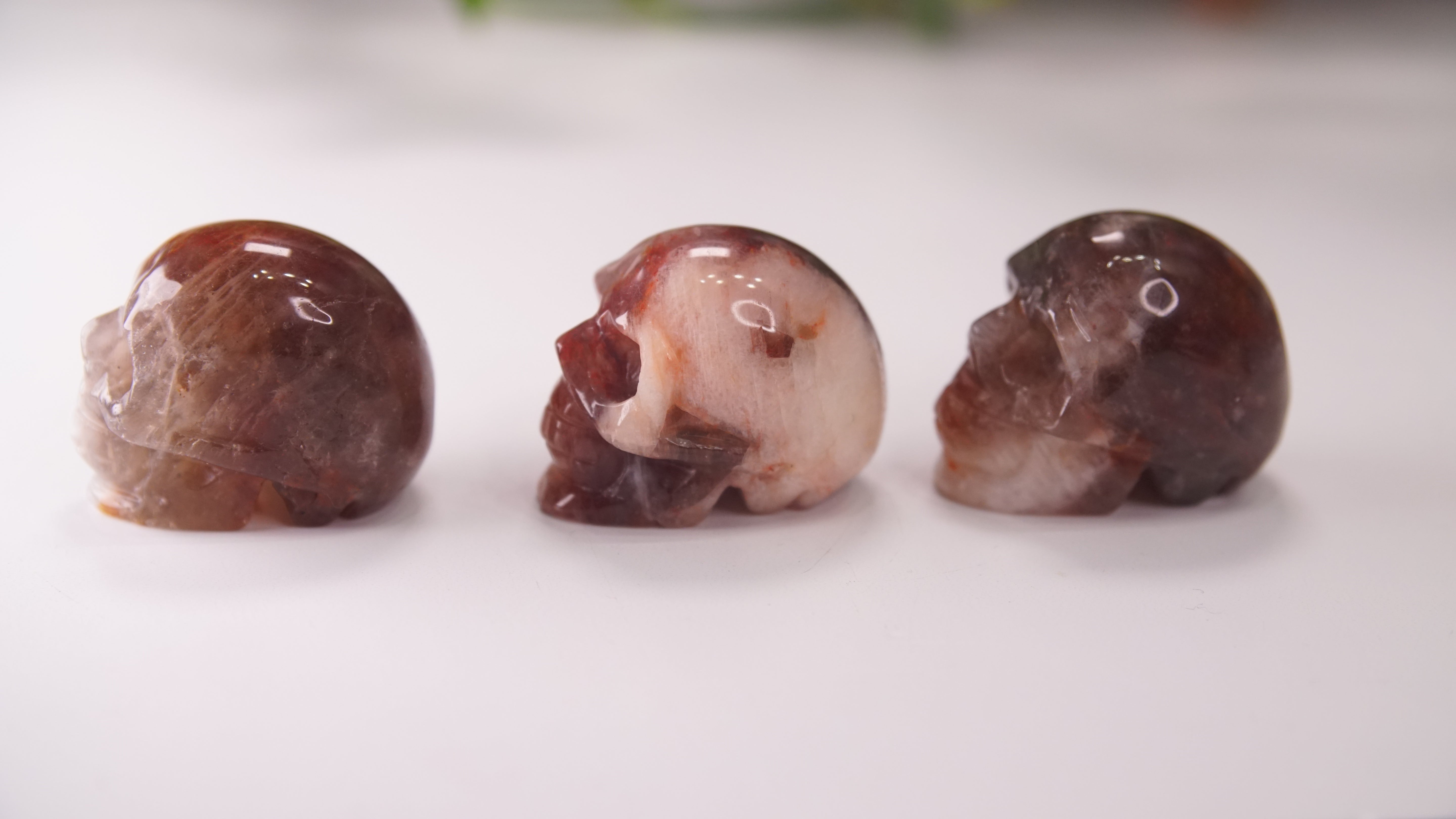 Gorgeous Fire Quartz With Moonstone Skull (Small, 2")