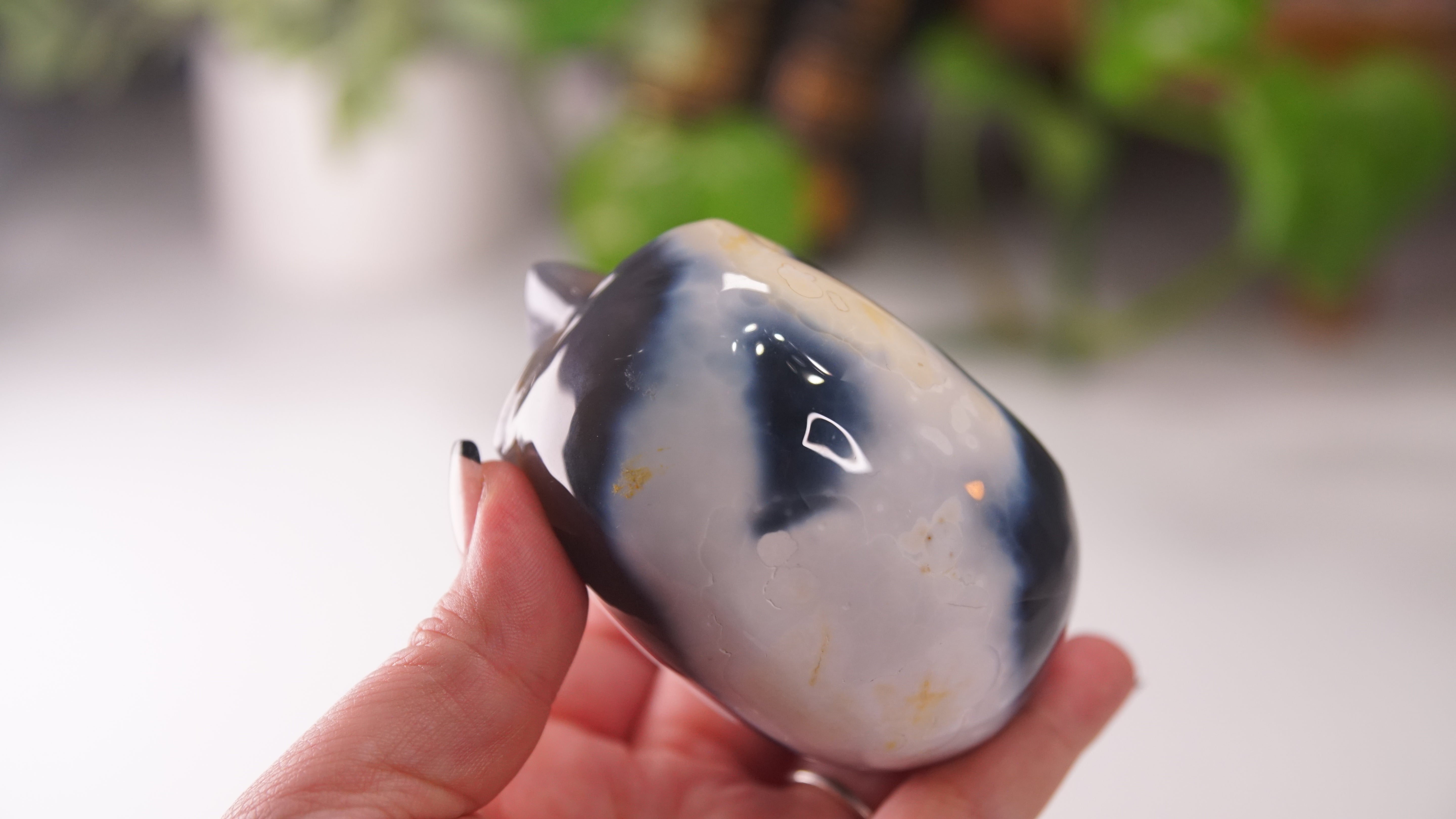 Orca Agate Large Skull Hand Carved Carving