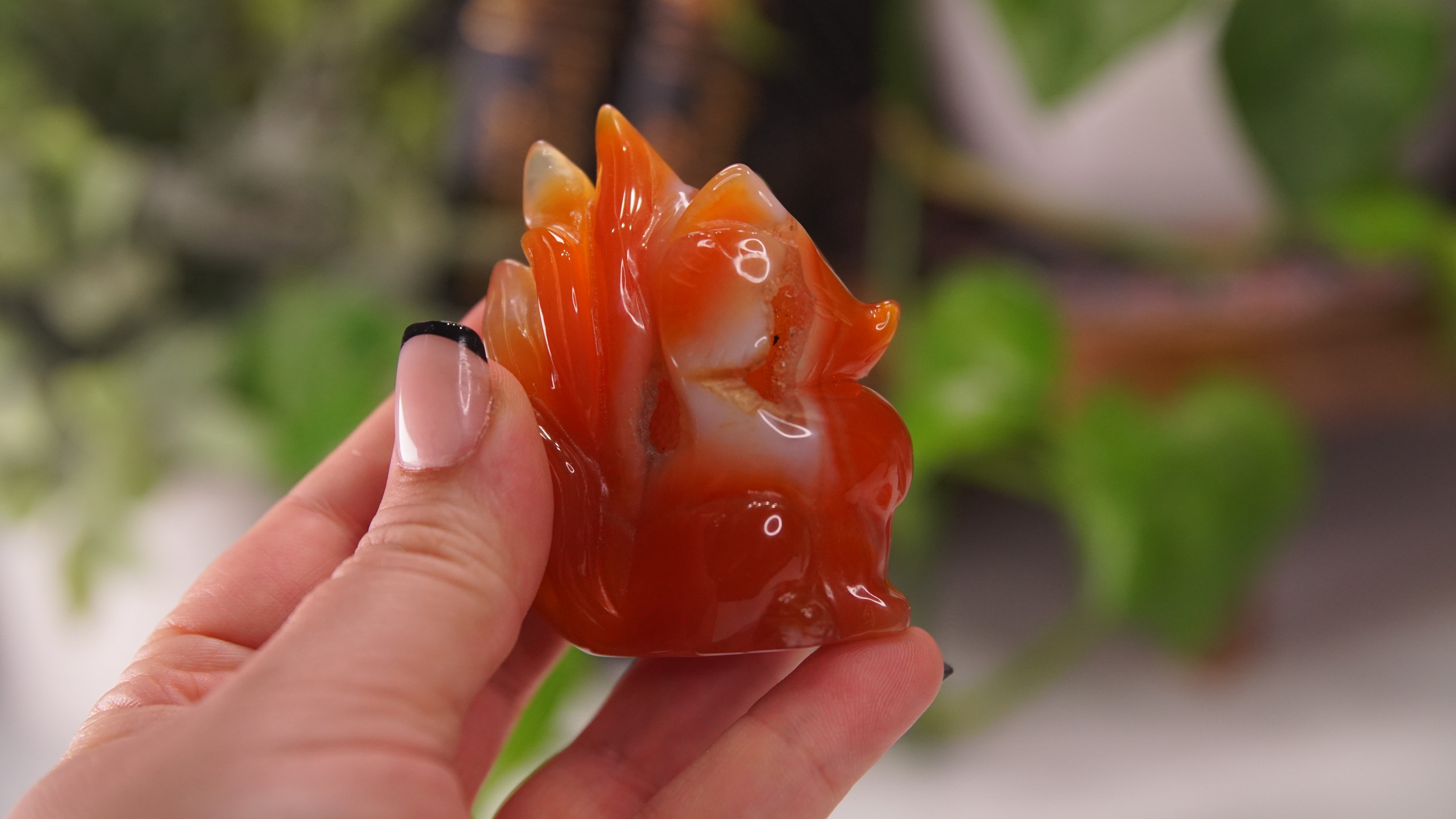 Druzy Carnelian Fox Boutique Carvings | High Quality | US Seller