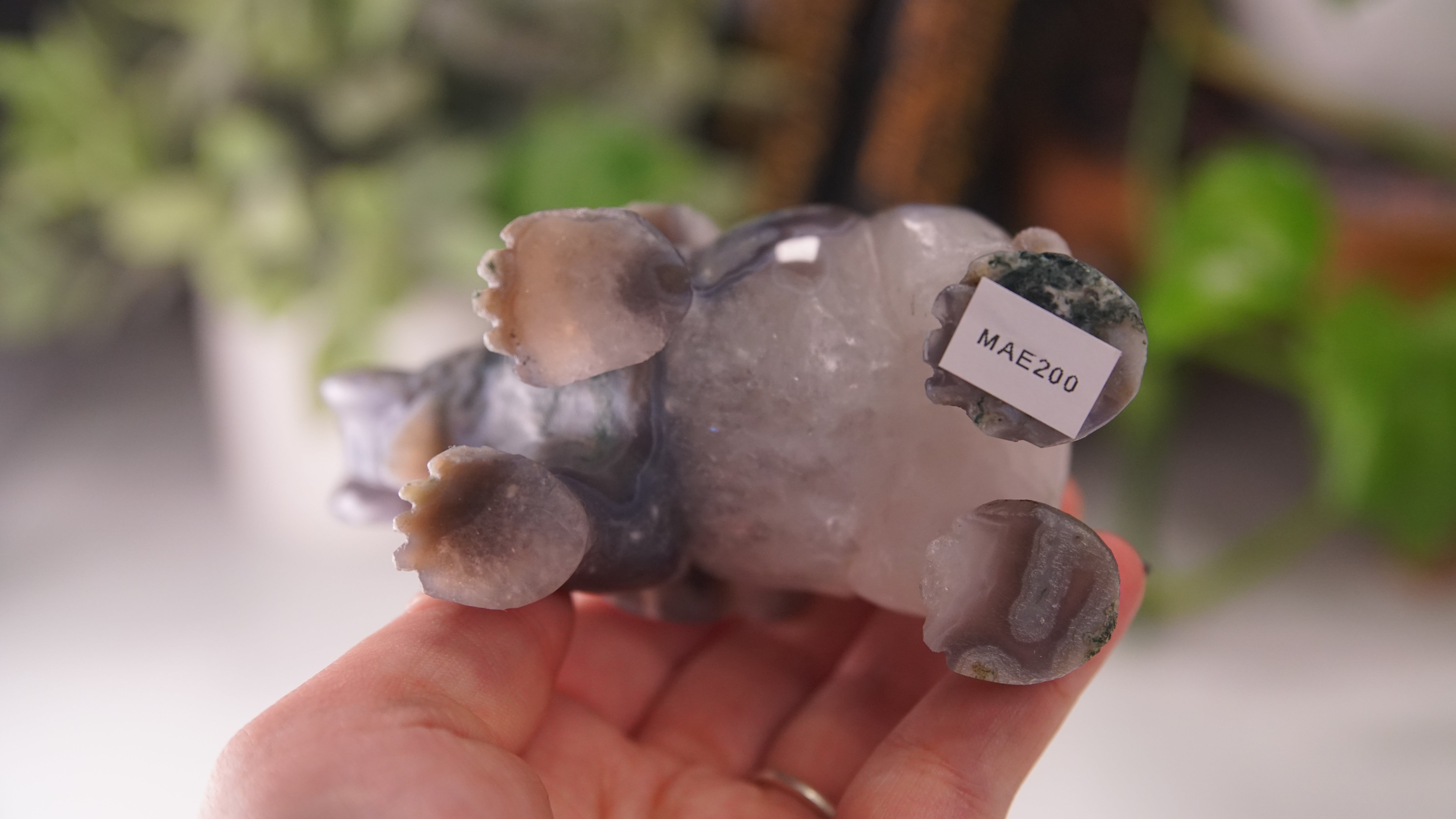 Druzy Moss Agate Boutique Elephant Carving | Crystal Carving Statement Piece