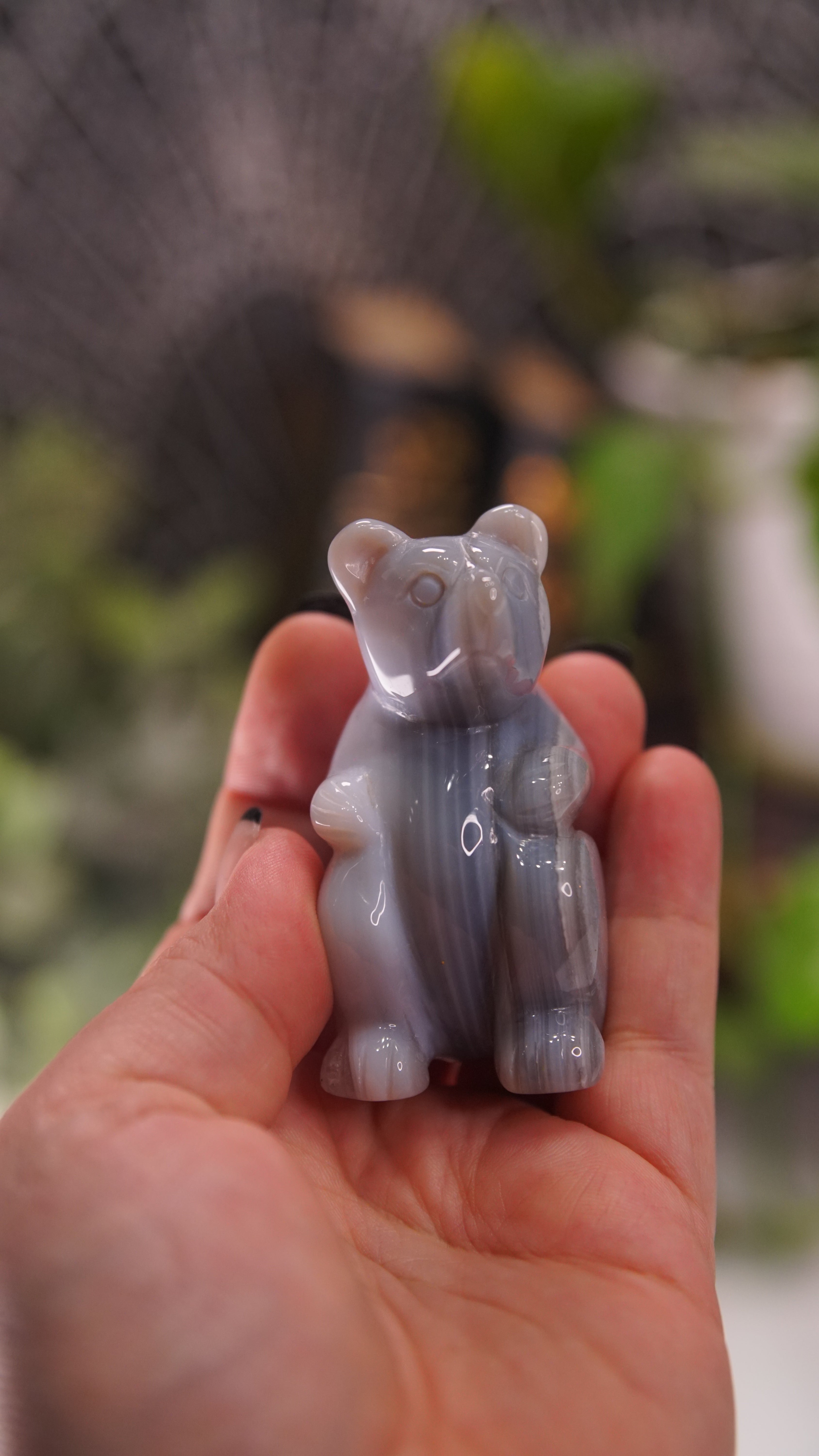 Druzy Agate Hand Carved Bear Carving | Crystal Carving Statement Piece