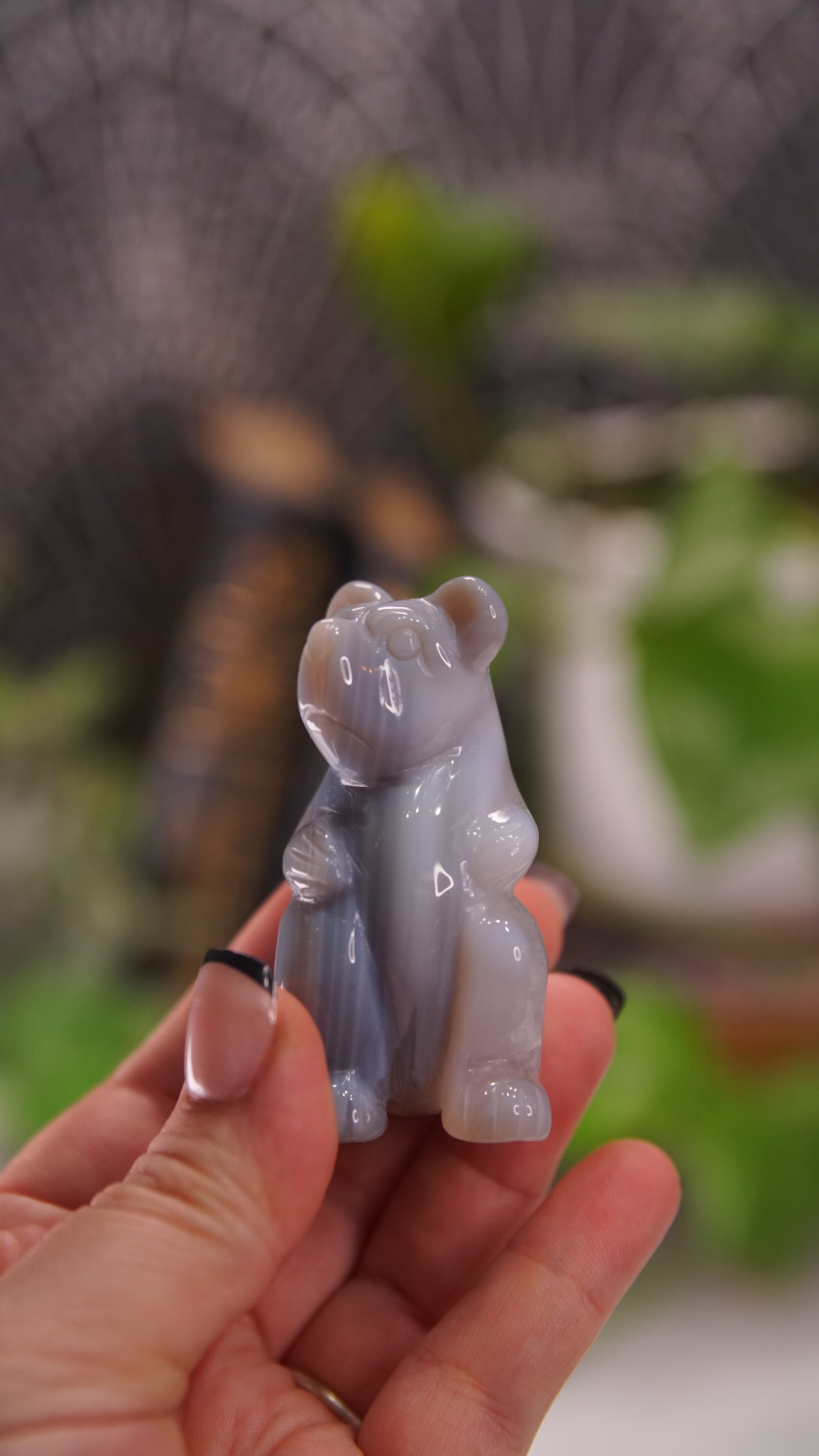 Druzy Agate Hand Carved Bear Carving | Crystal Carving Statement Piece