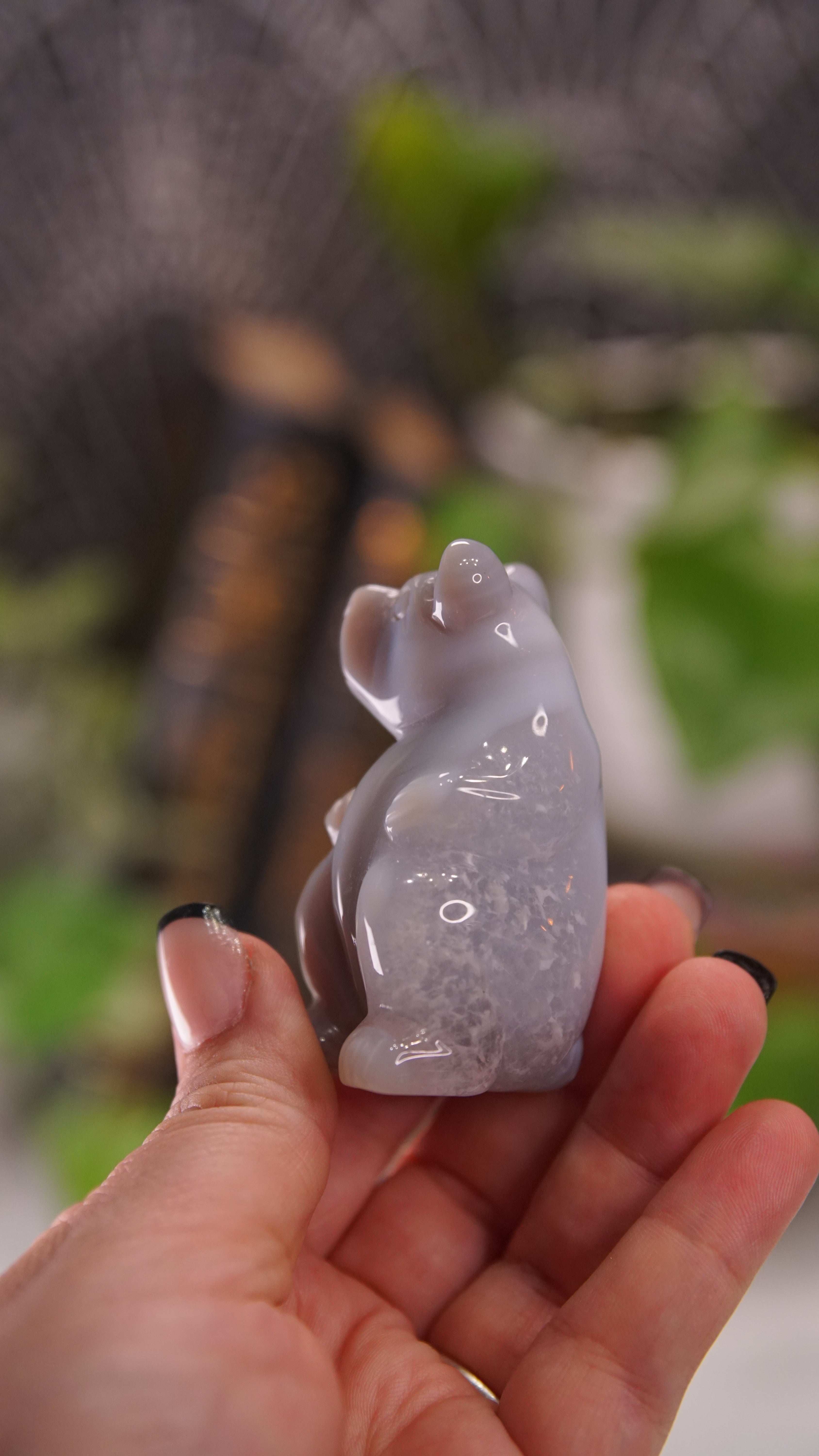 Druzy Agate Hand Carved Bear Carving | Crystal Carving Statement Piece