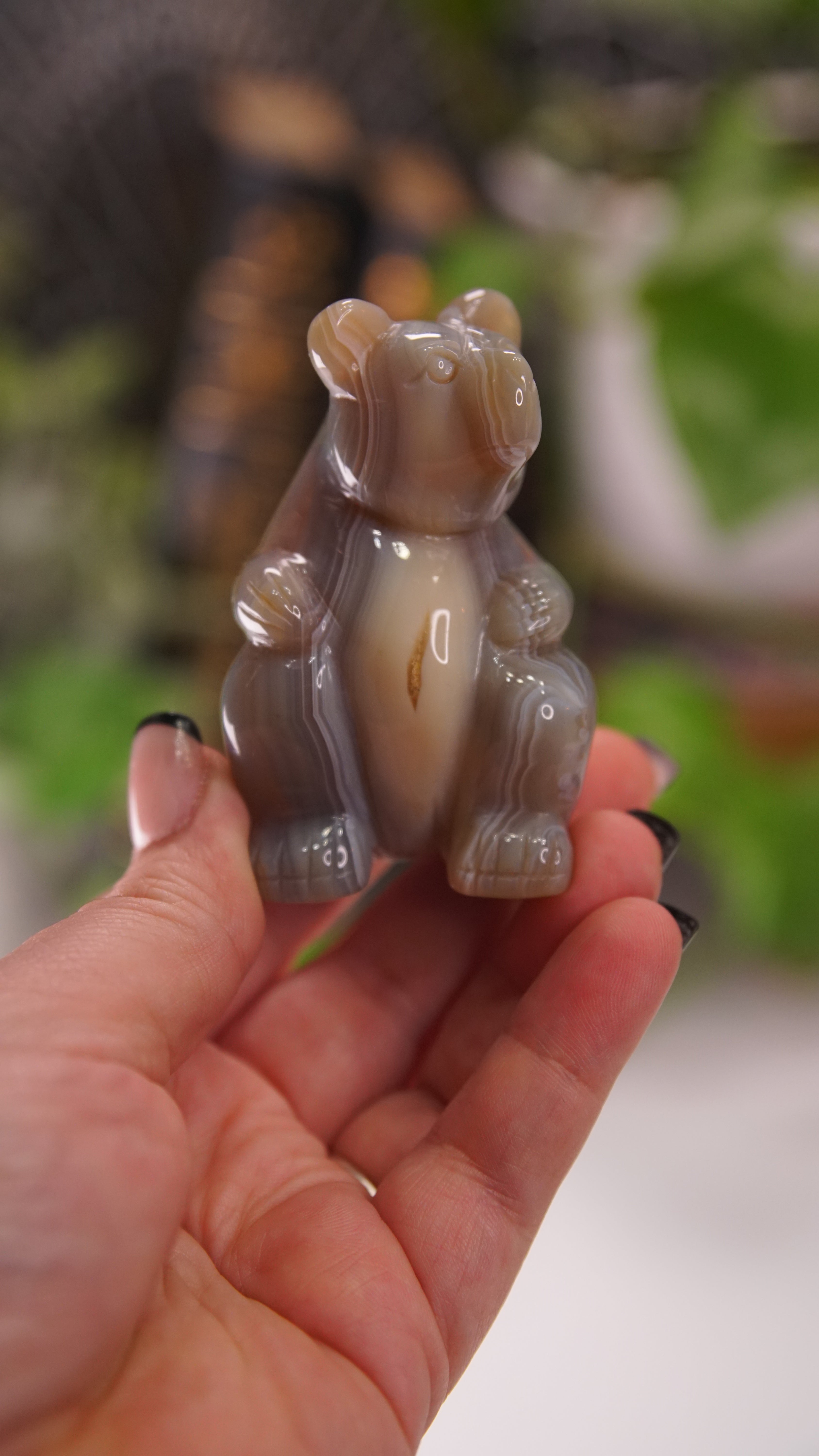 Druzy Agate Hand Carved Bear Carving | Crystal Carving Statement Piece