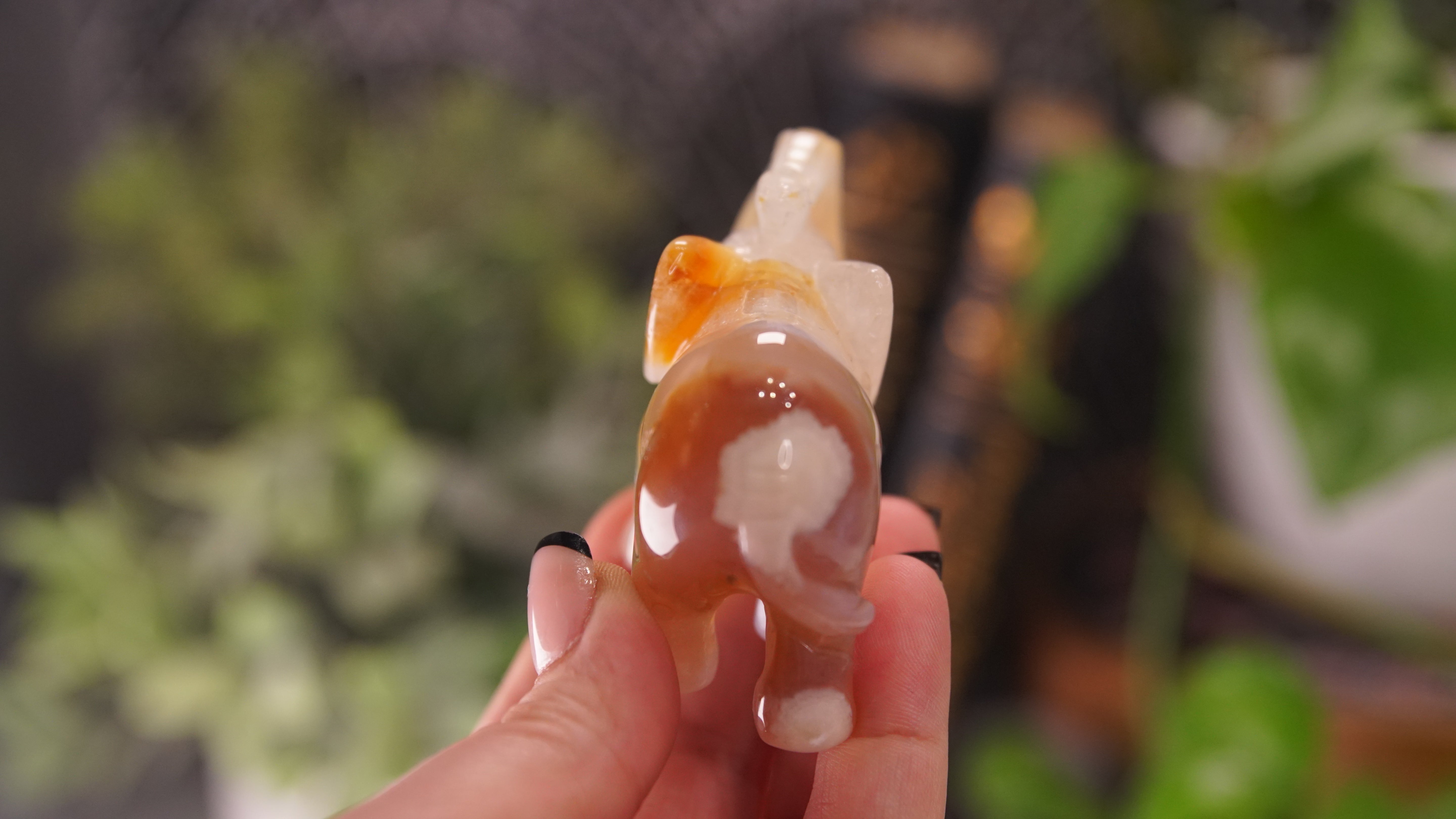 Druzy Agate Hand Carved Elephant Carving | Crystal Carving Statement Piece