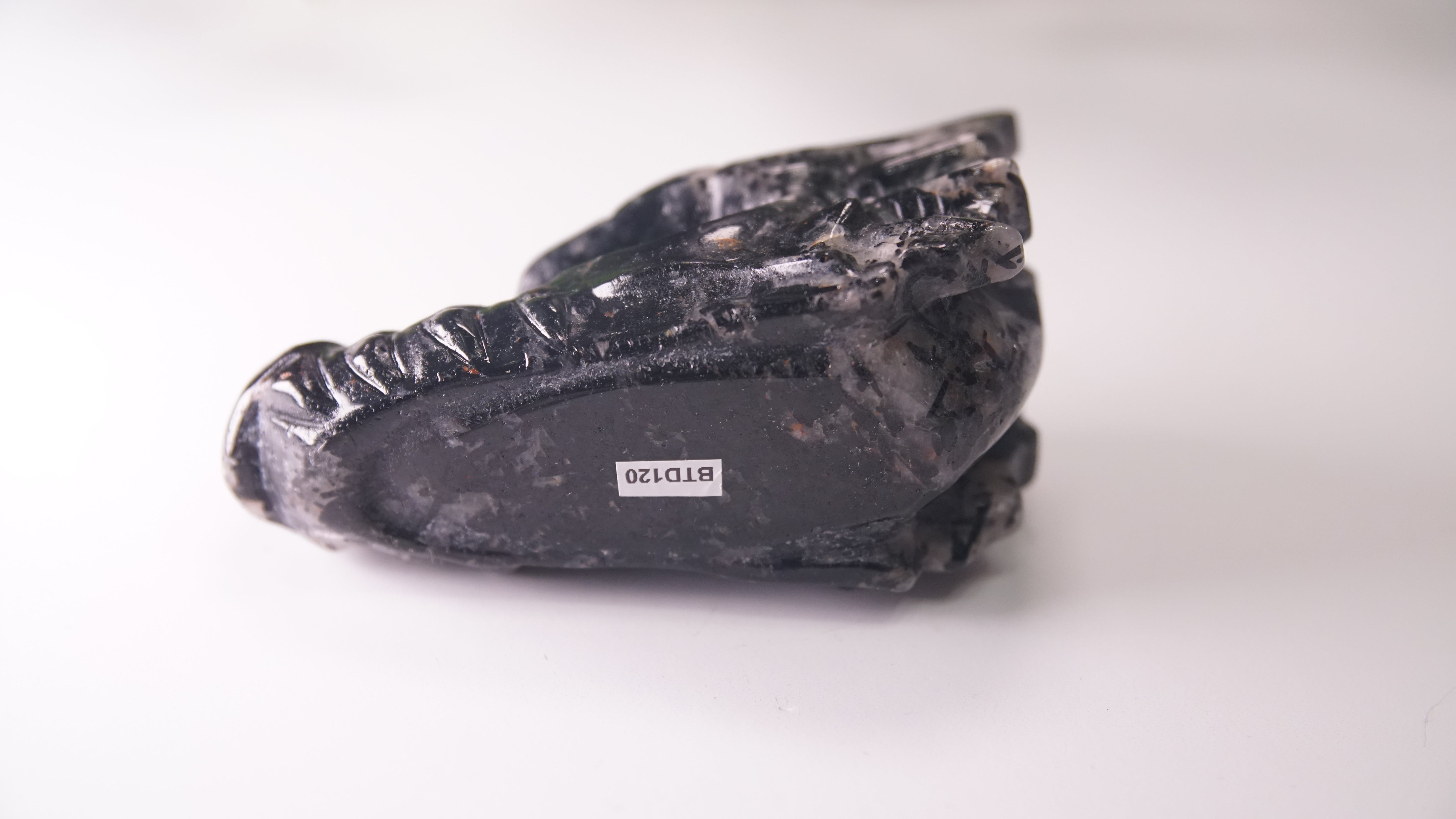 Gorgeous Black Tourmaline In Quartz Dragon Skull
