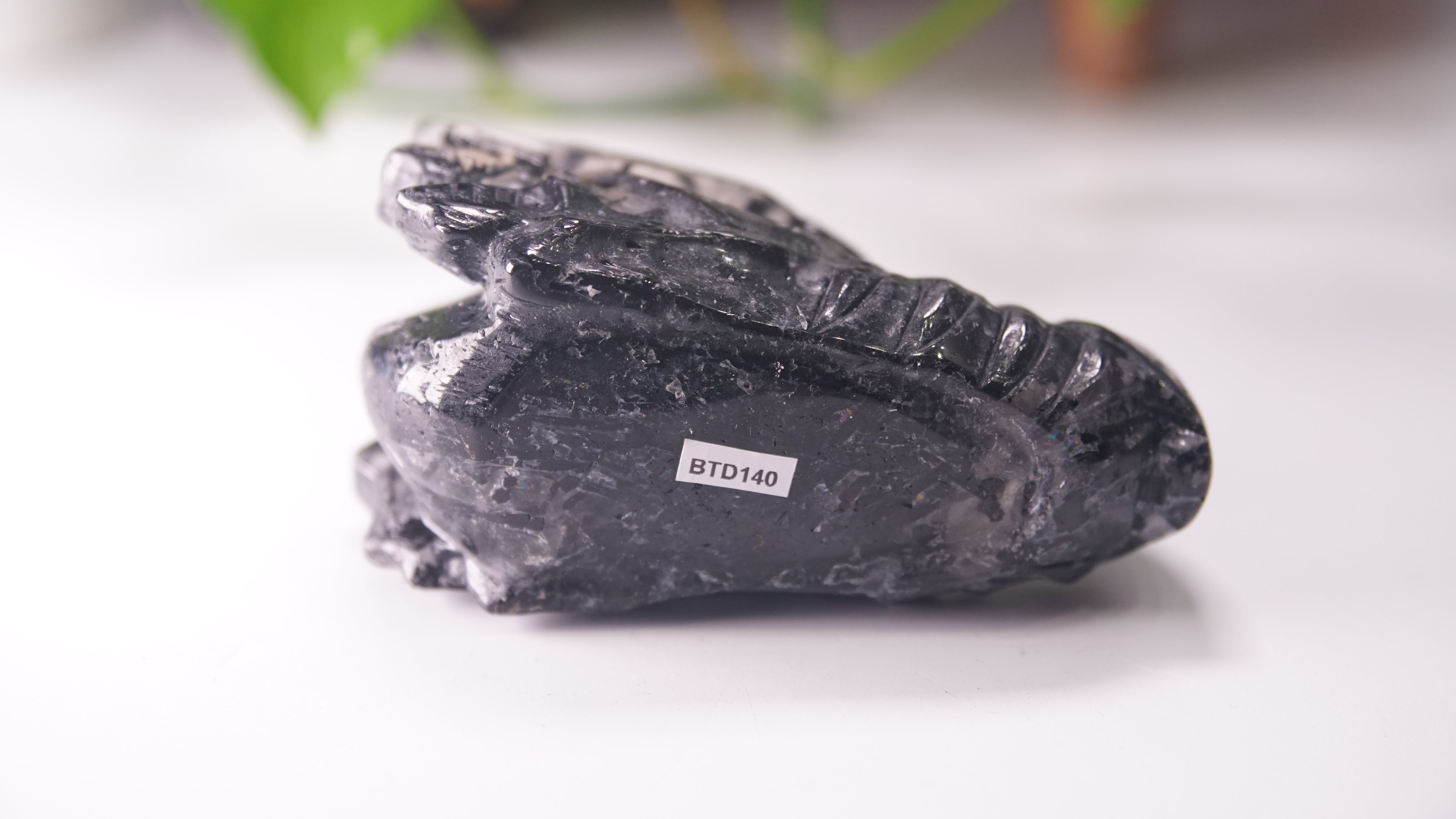 Gorgeous Black Tourmaline In Quartz Dragon Skull