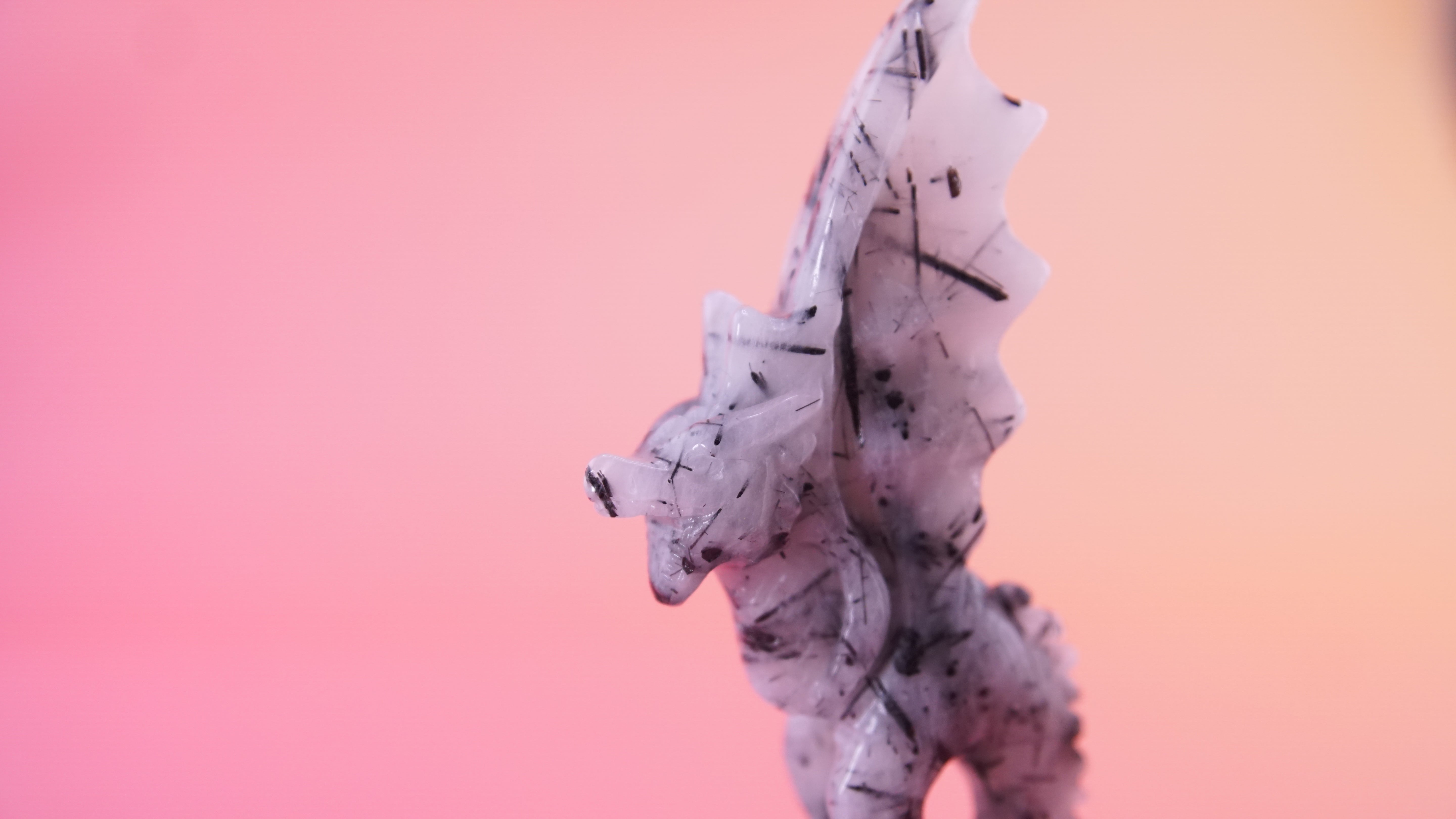 Gorgeous Black Tourmaline In Quartz Dragon With Castle