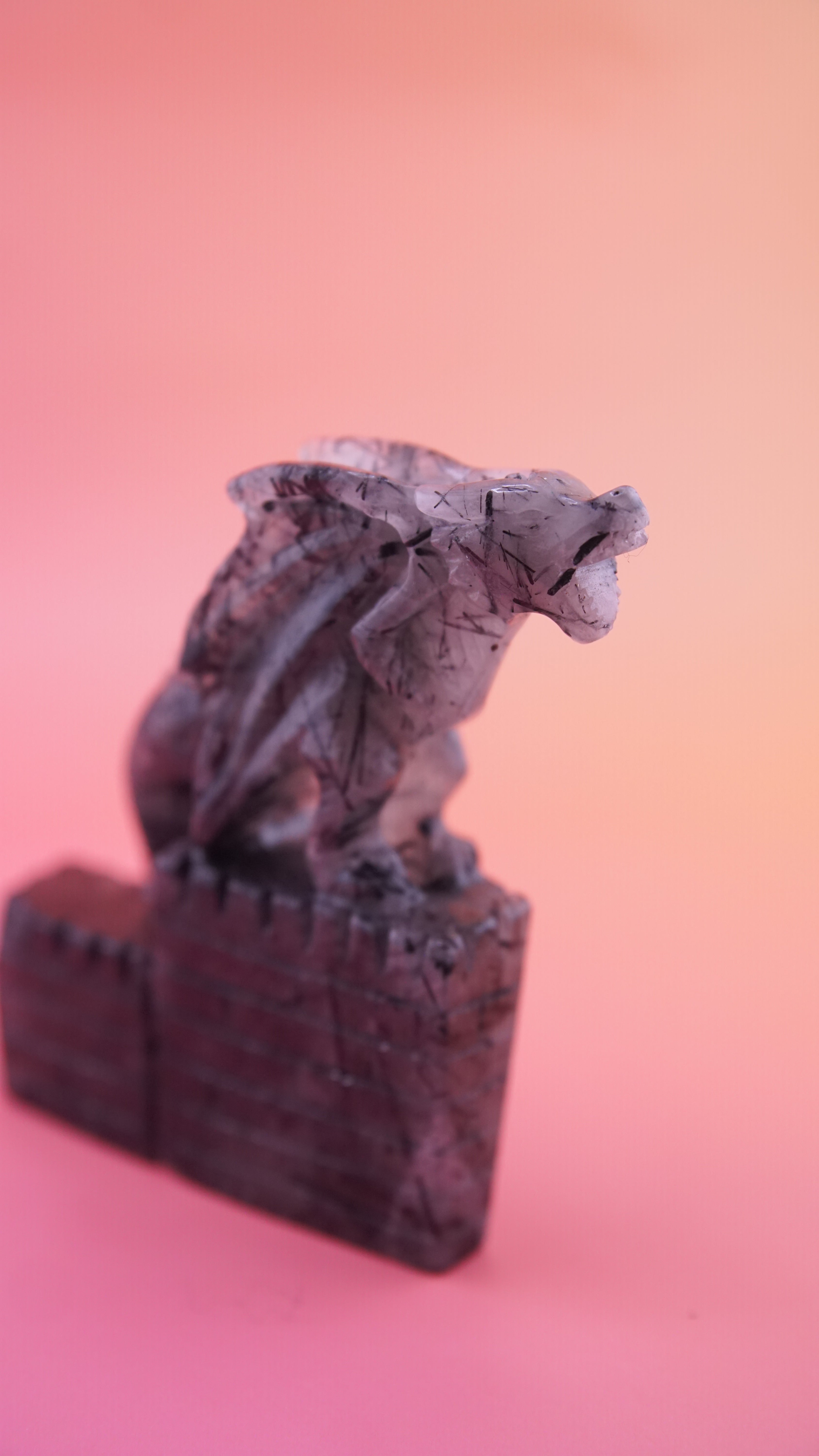 Gorgeous Black Tourmaline In Quartz Dragon With Castle