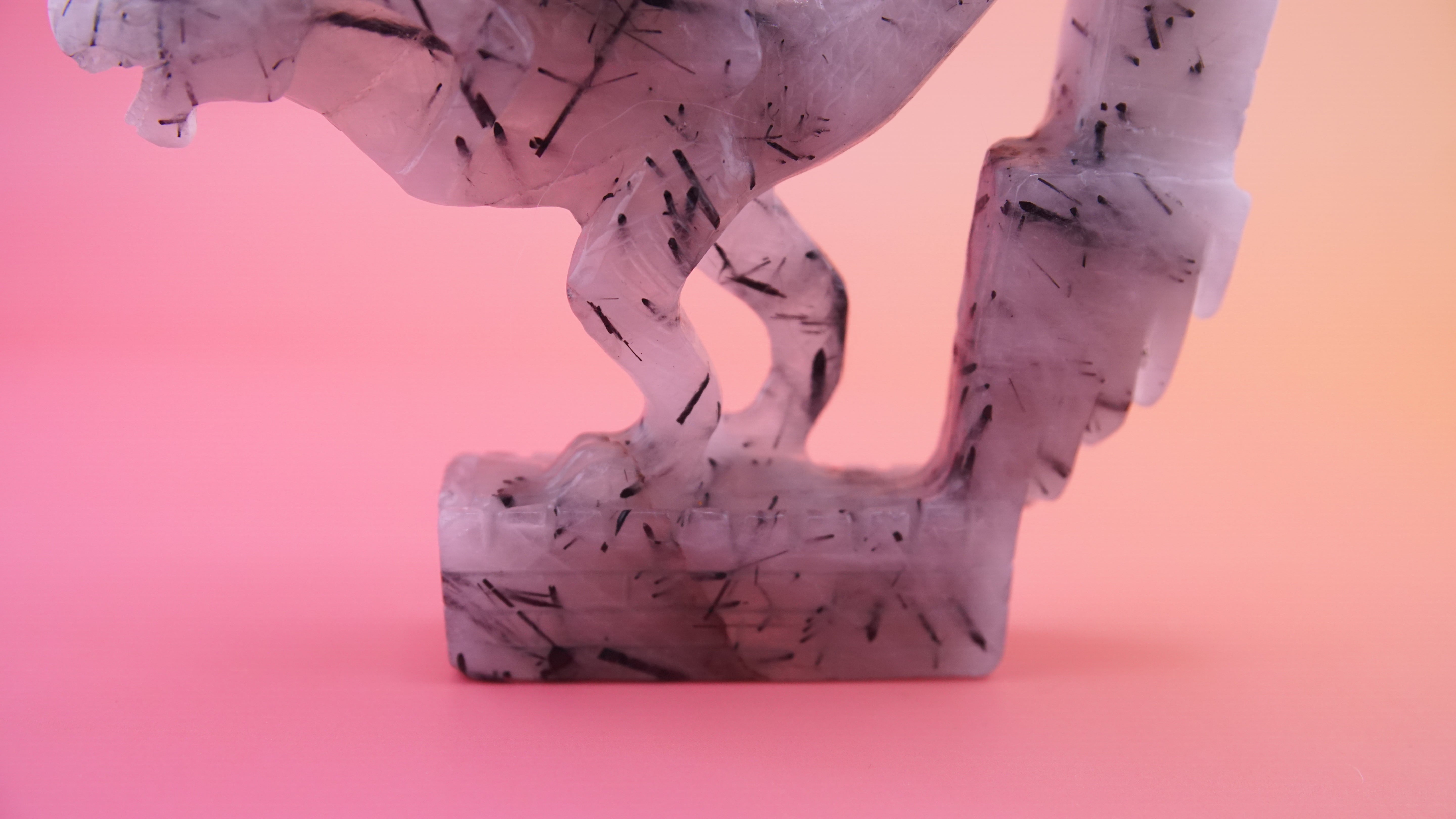 Gorgeous Black Tourmaline In Quartz Dragon With Castle