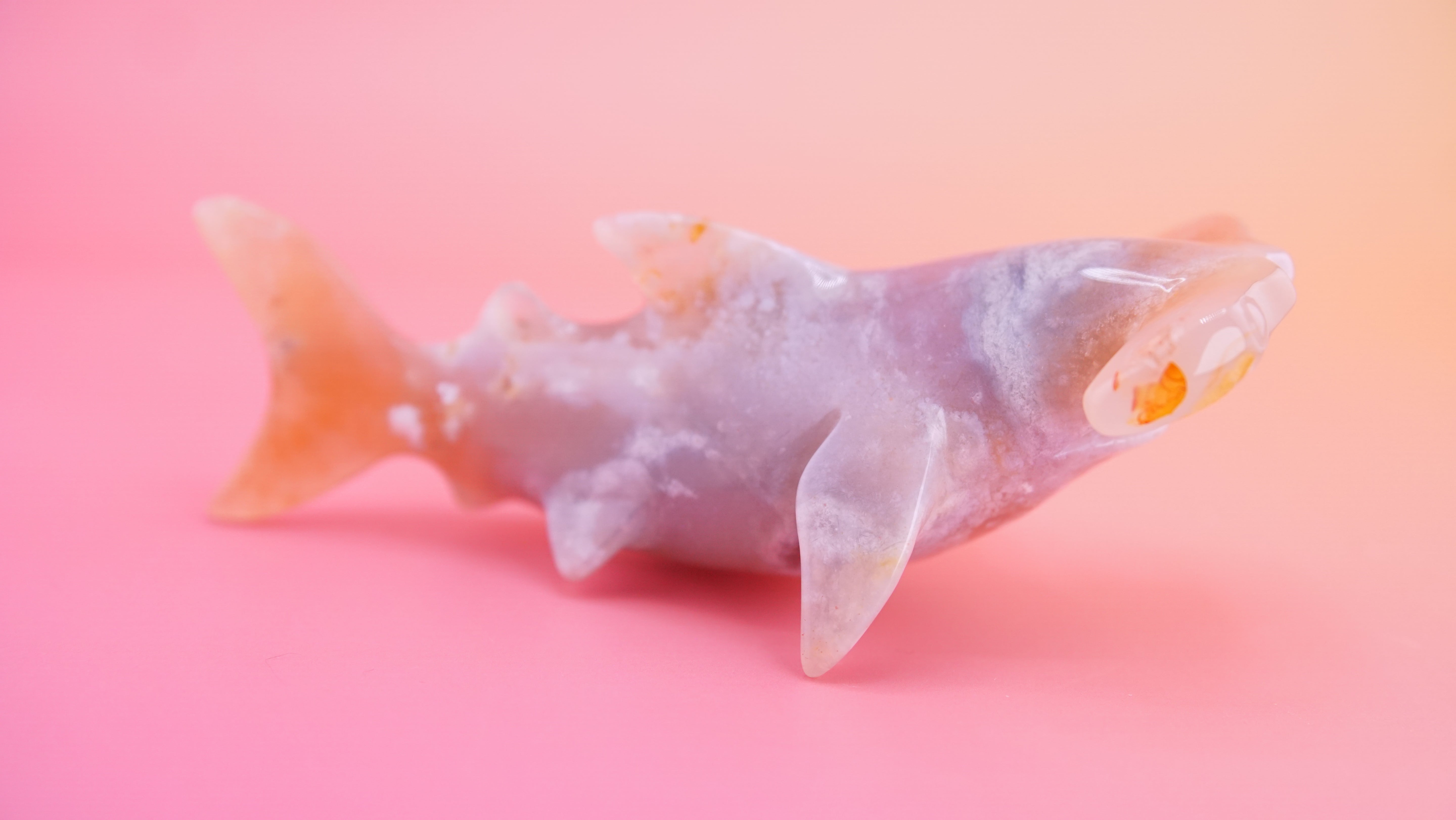 Flower Agate Hammerhead Shark Boutique Carving