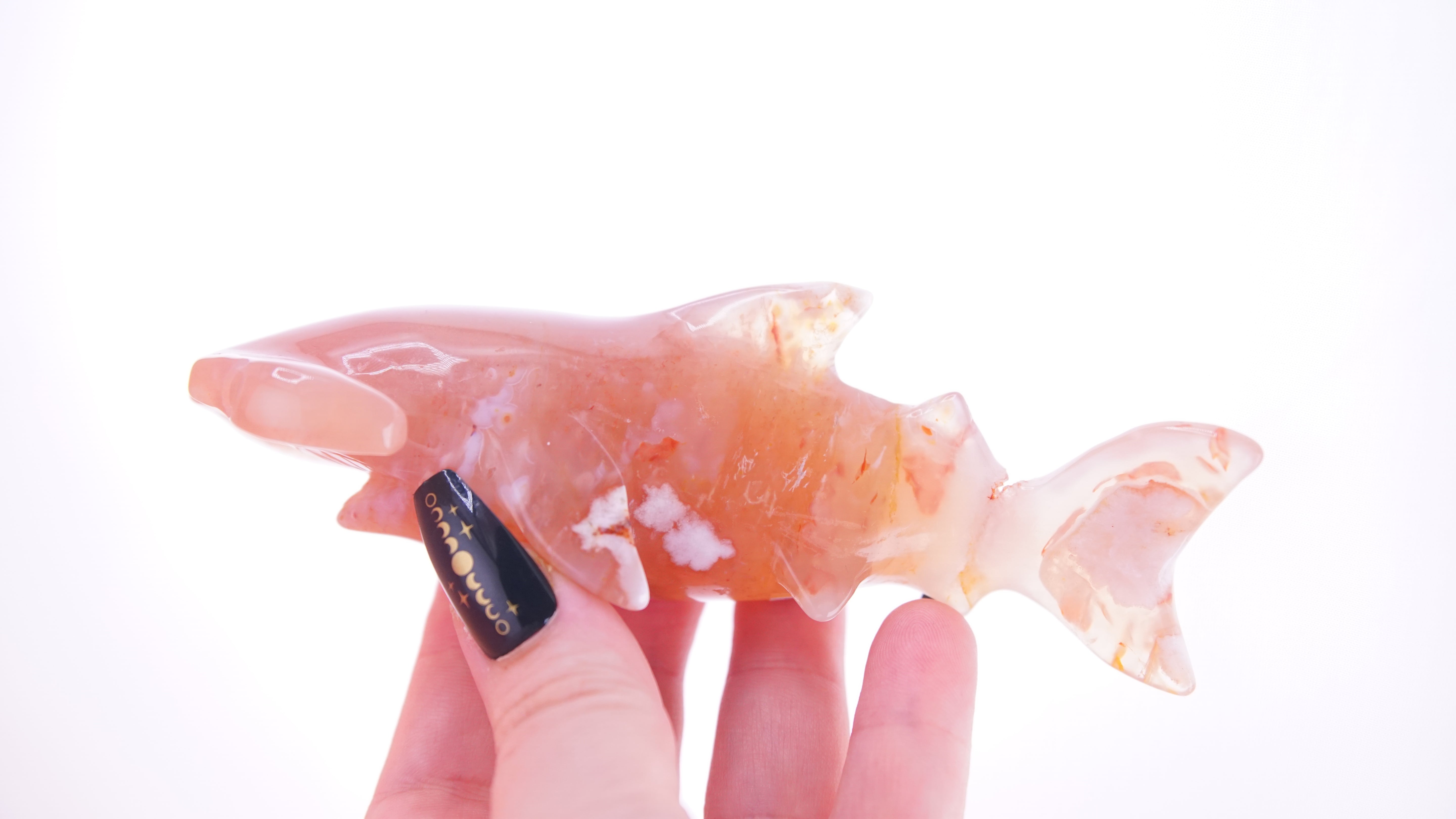 Flower Agate Hammerhead Shark Boutique Carving