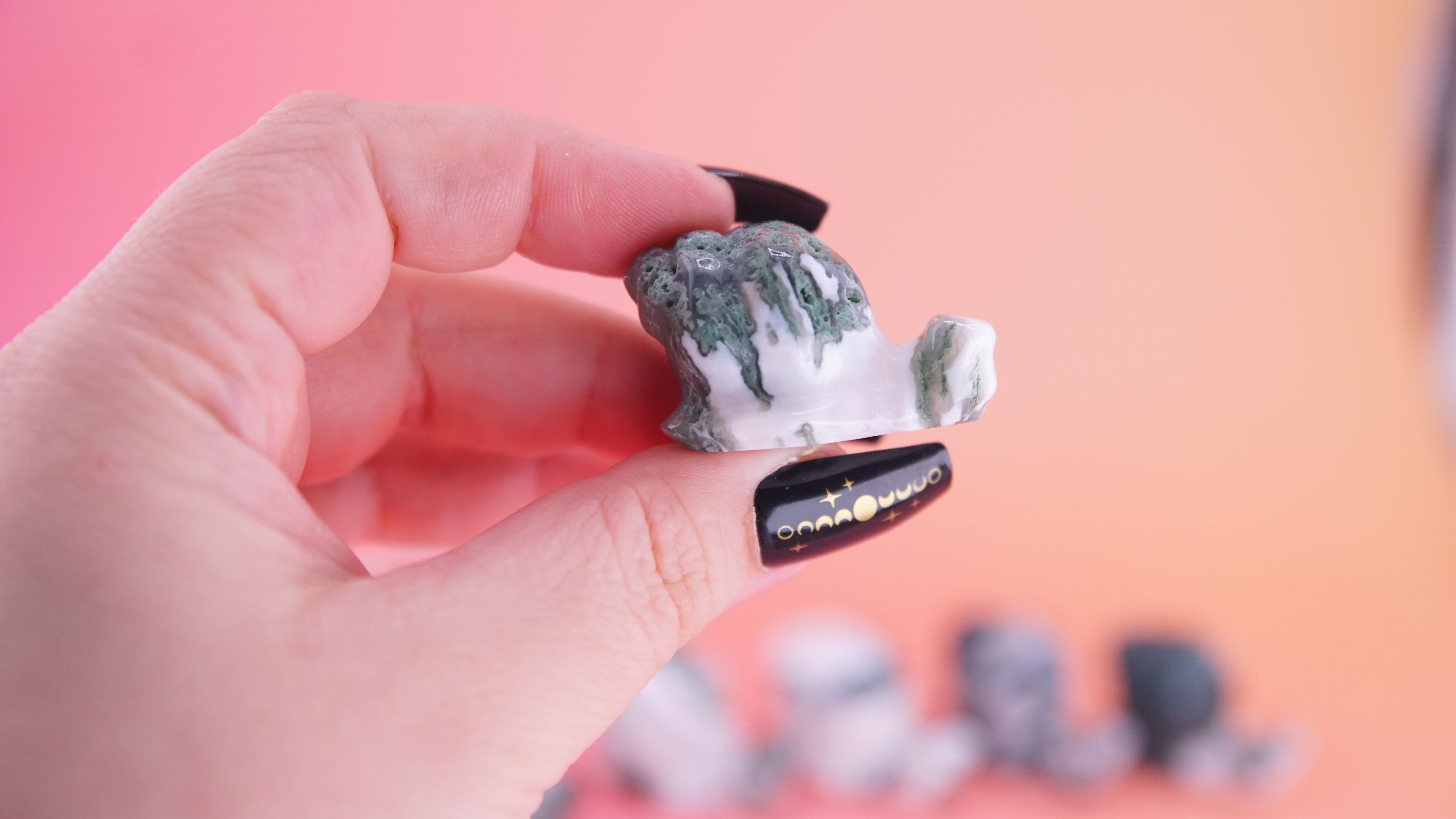 Moss Agate Mini Snail Carving | Pick Your Favorite