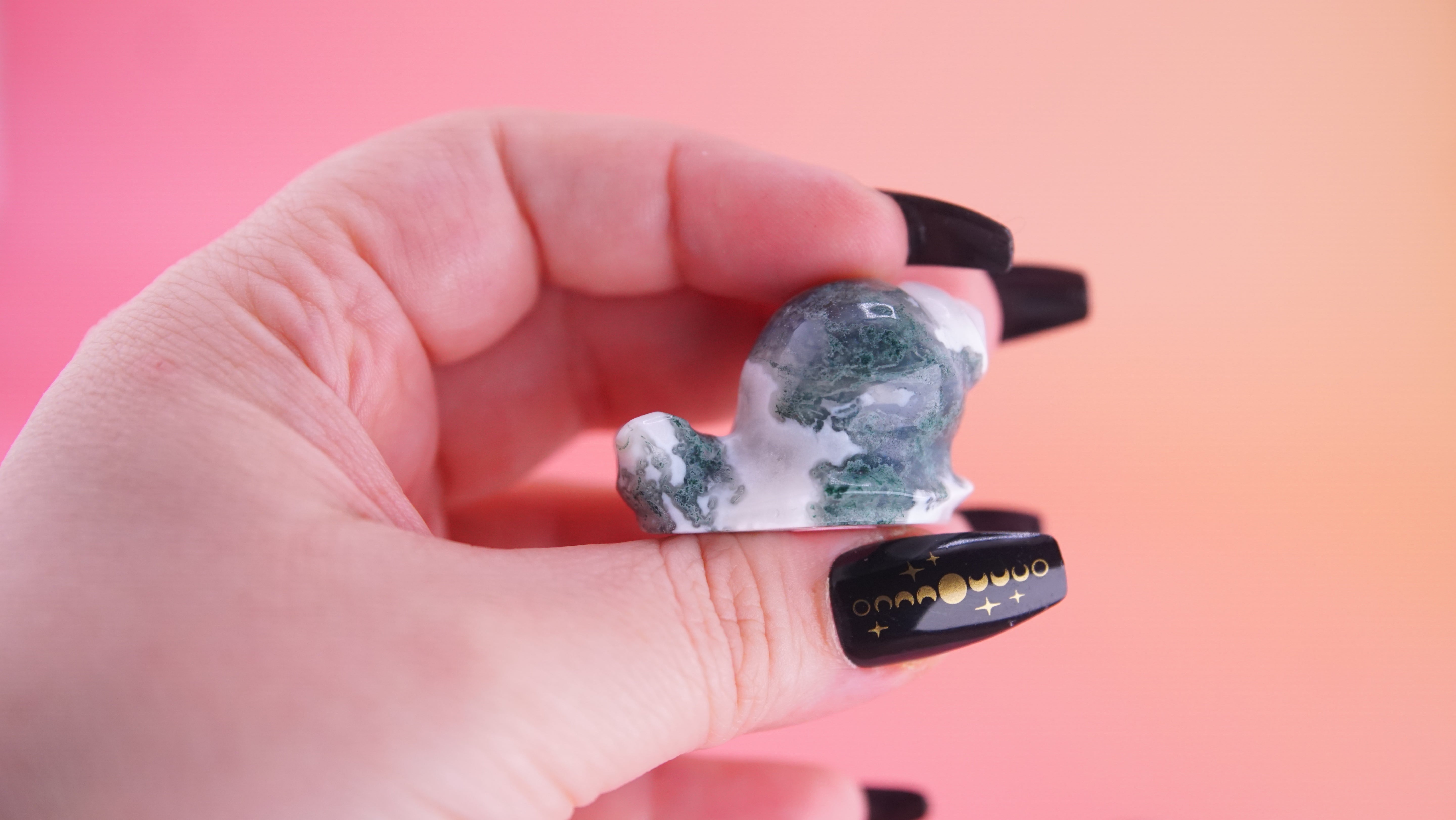 Moss Agate Mini Snail Carving | Pick Your Favorite