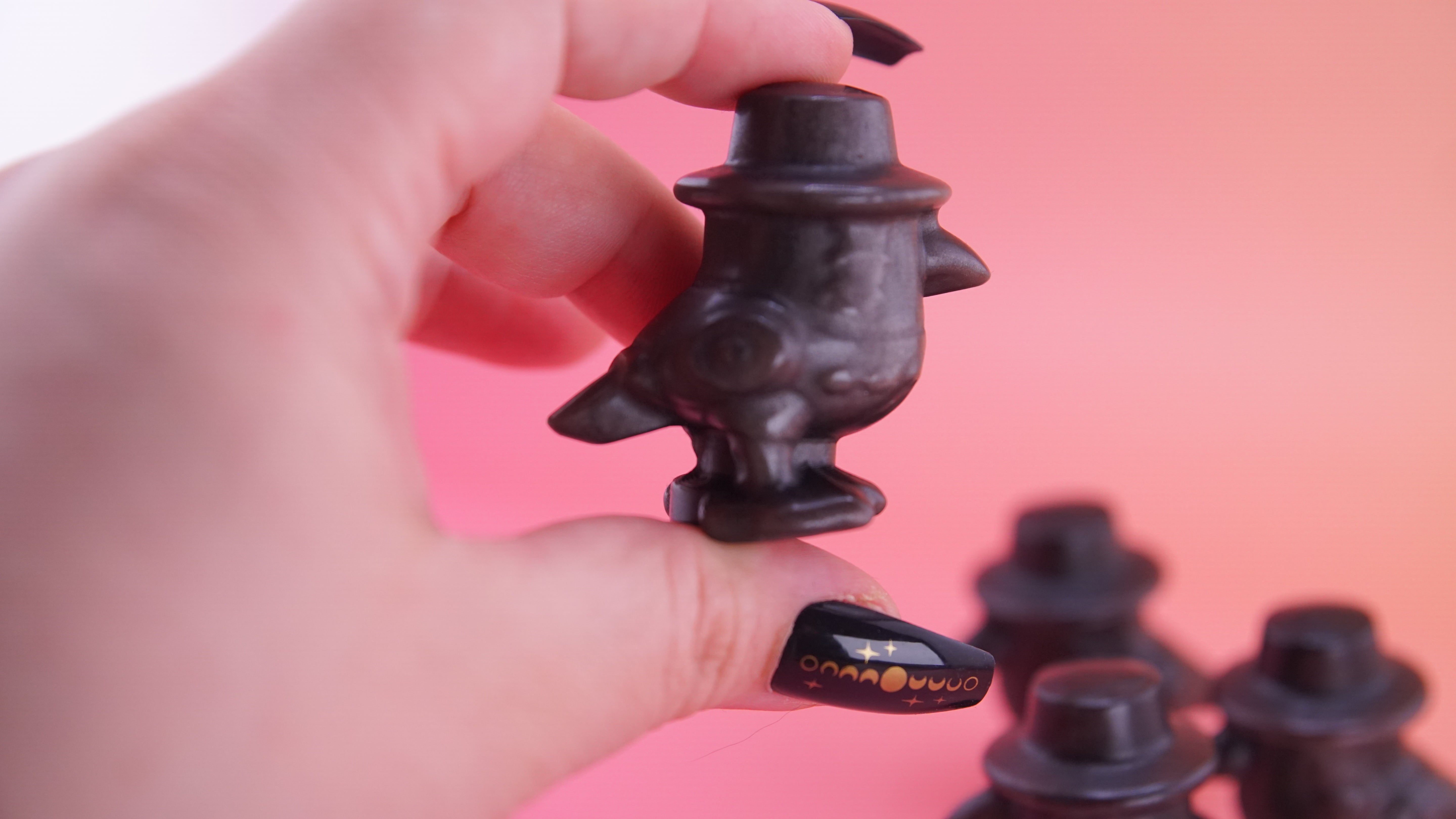 Demon Hunter Fandom Carving | Bird Carving | Silver Sheen Obsidian
