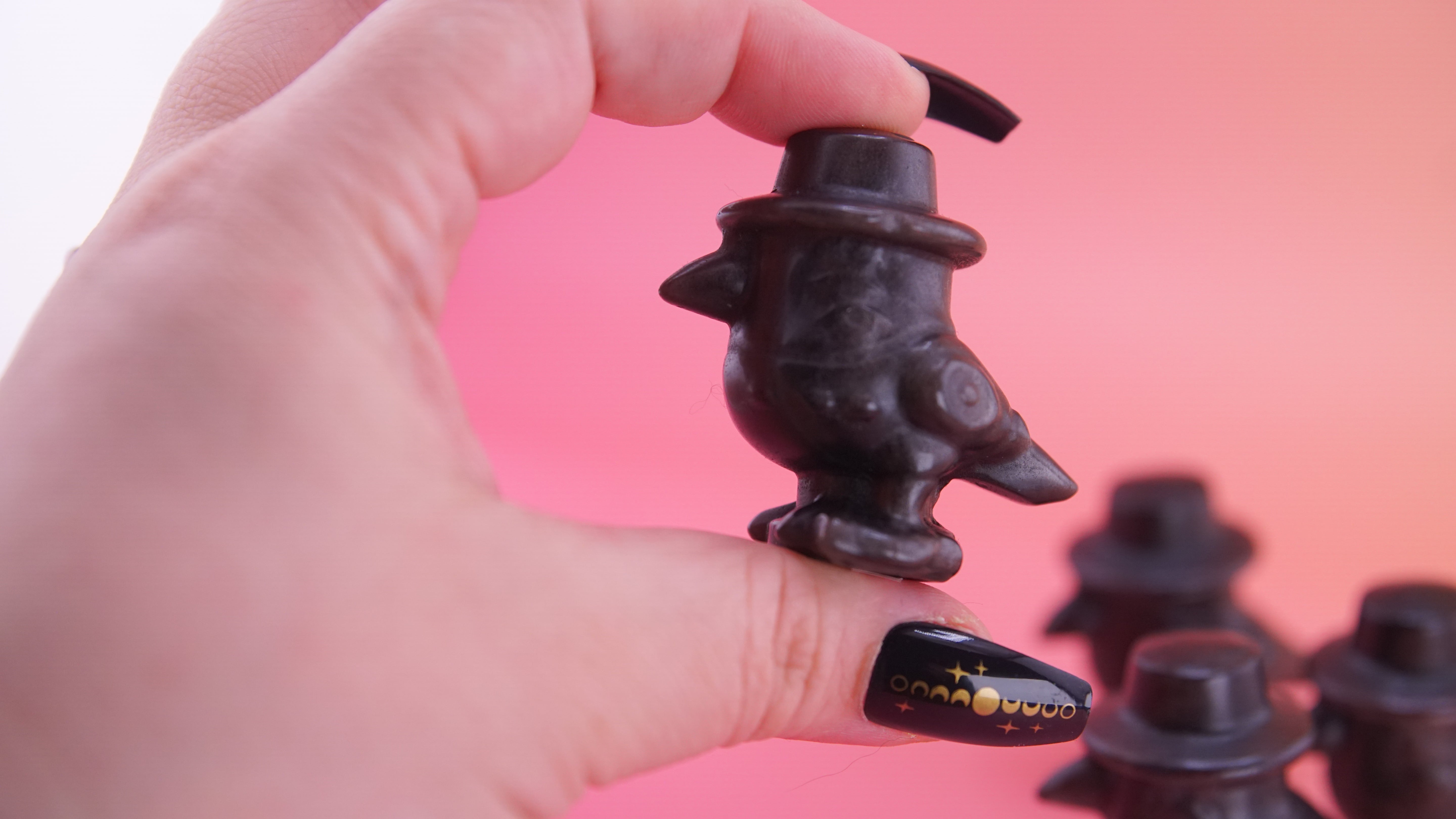 Demon Hunter Fandom Carving | Bird Carving | Silver Sheen Obsidian