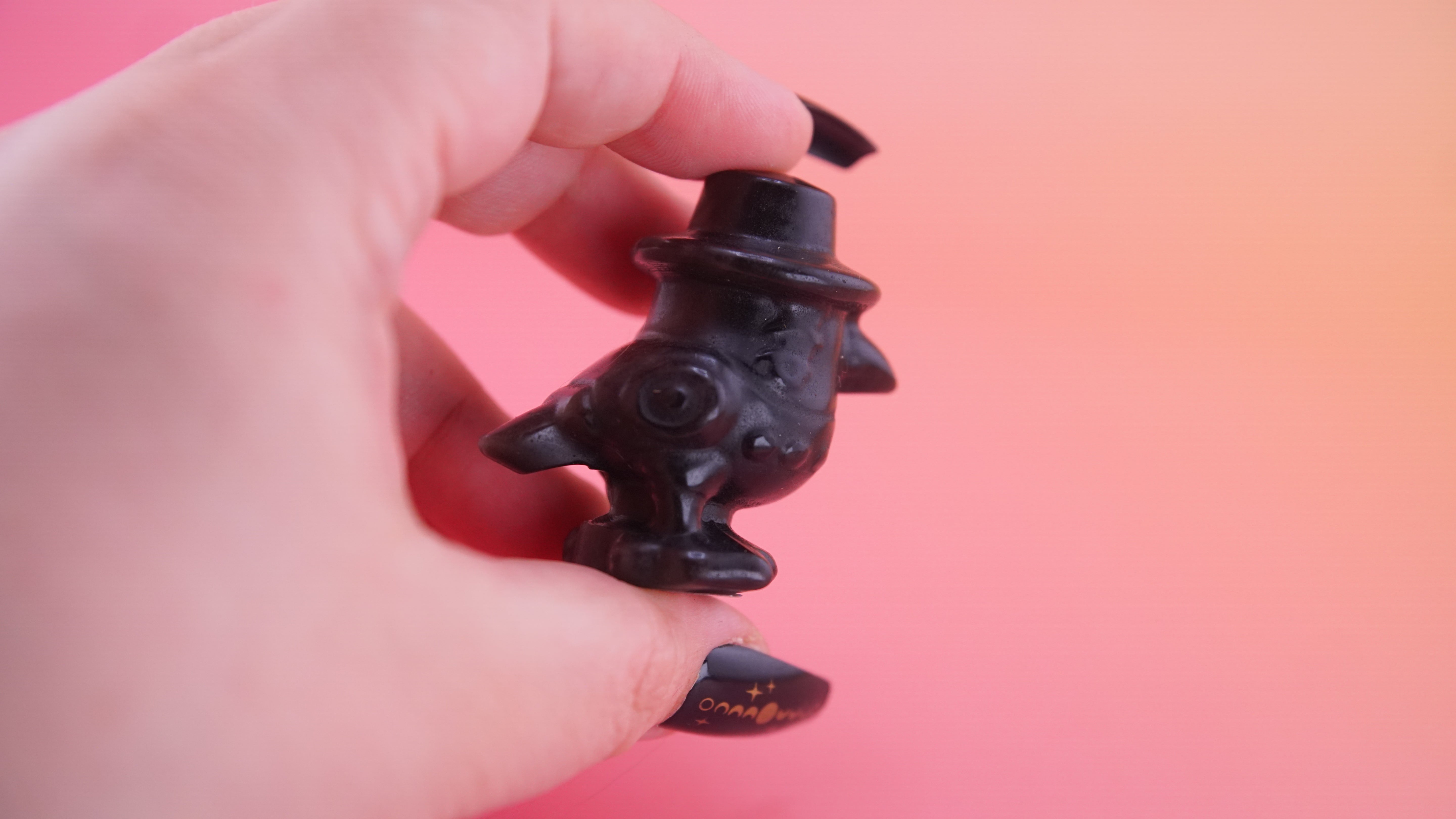 Demon Hunter Fandom Carving | Bird Carving | Silver Sheen Obsidian