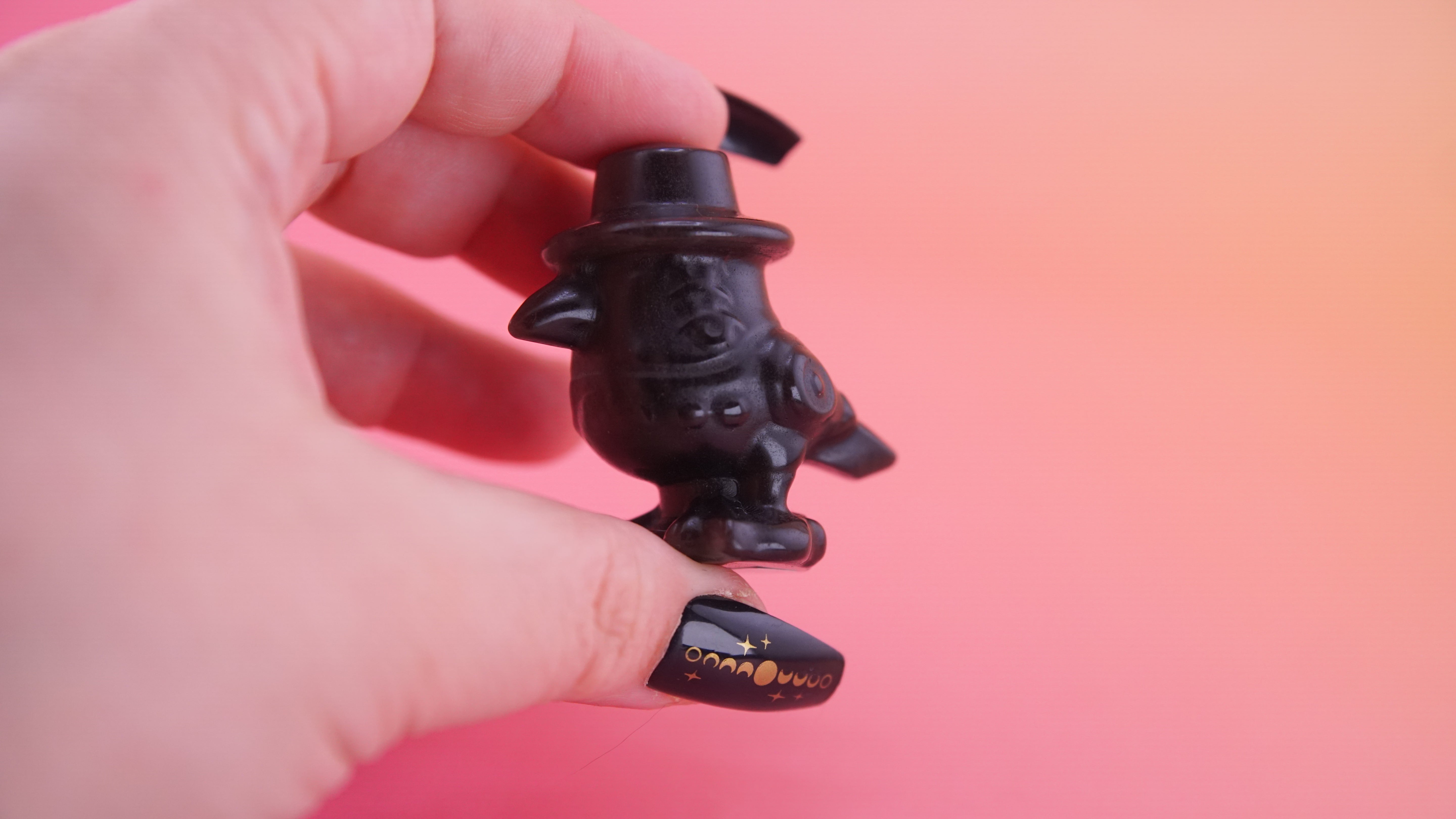 Demon Hunter Fandom Carving | Bird Carving | Silver Sheen Obsidian