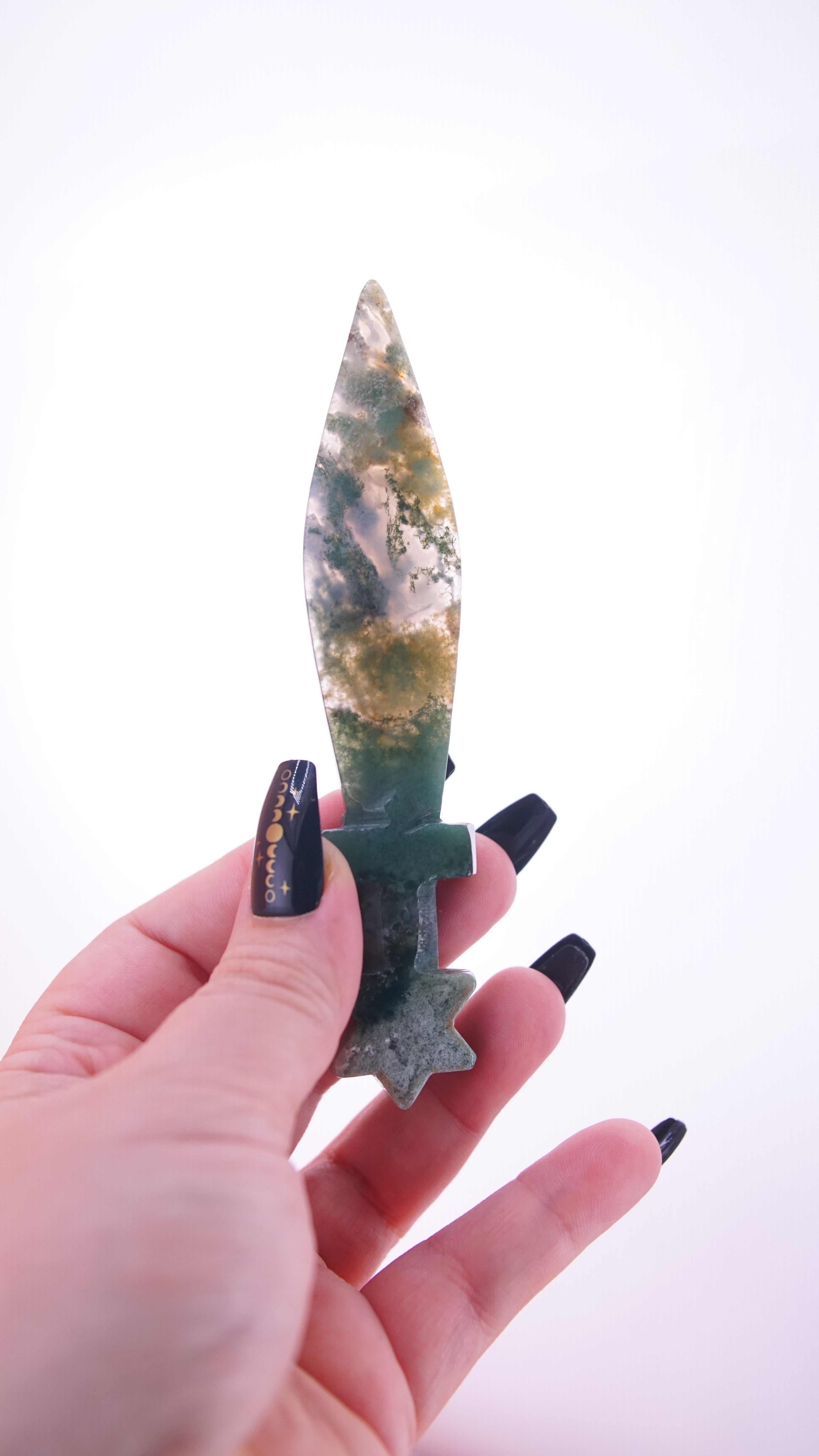 Moss Agate Dagger Fandom Carving | Intuitively Selected
