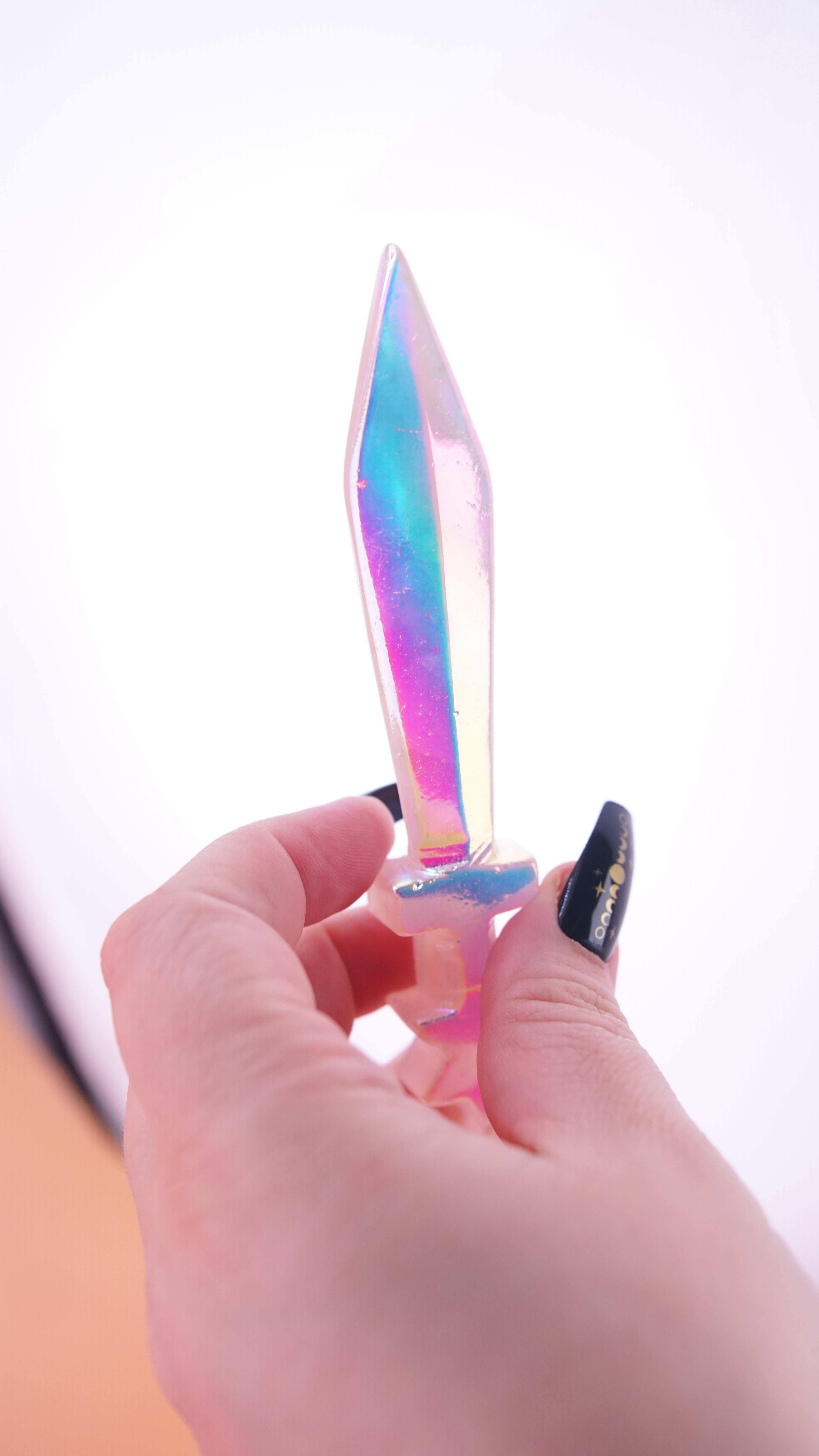 Aura Coated Rose Quartz Dagger Fandom Carving | Intuitively Selected