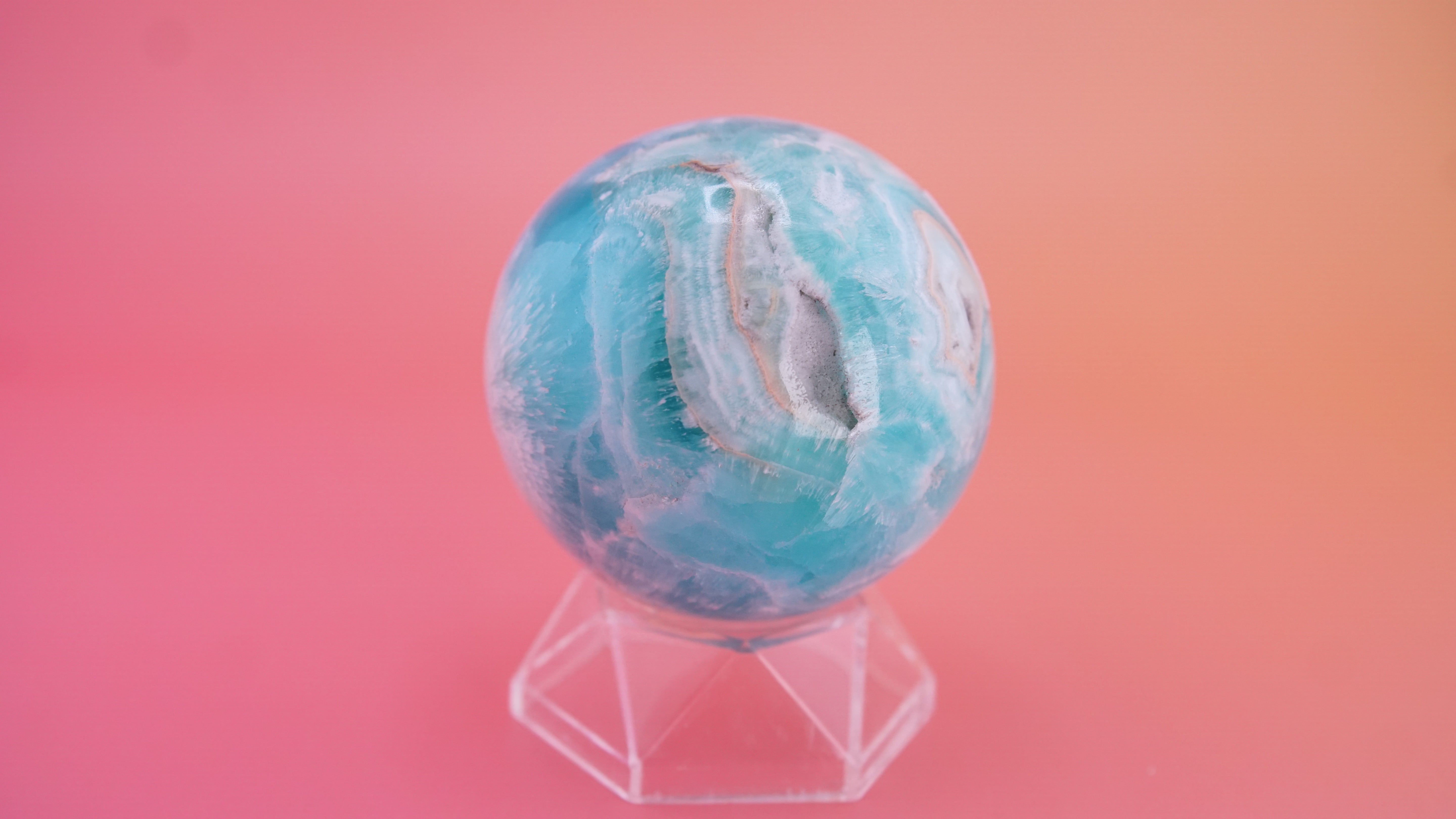 Blue Aragonite Calcite Sphere From Pakistan